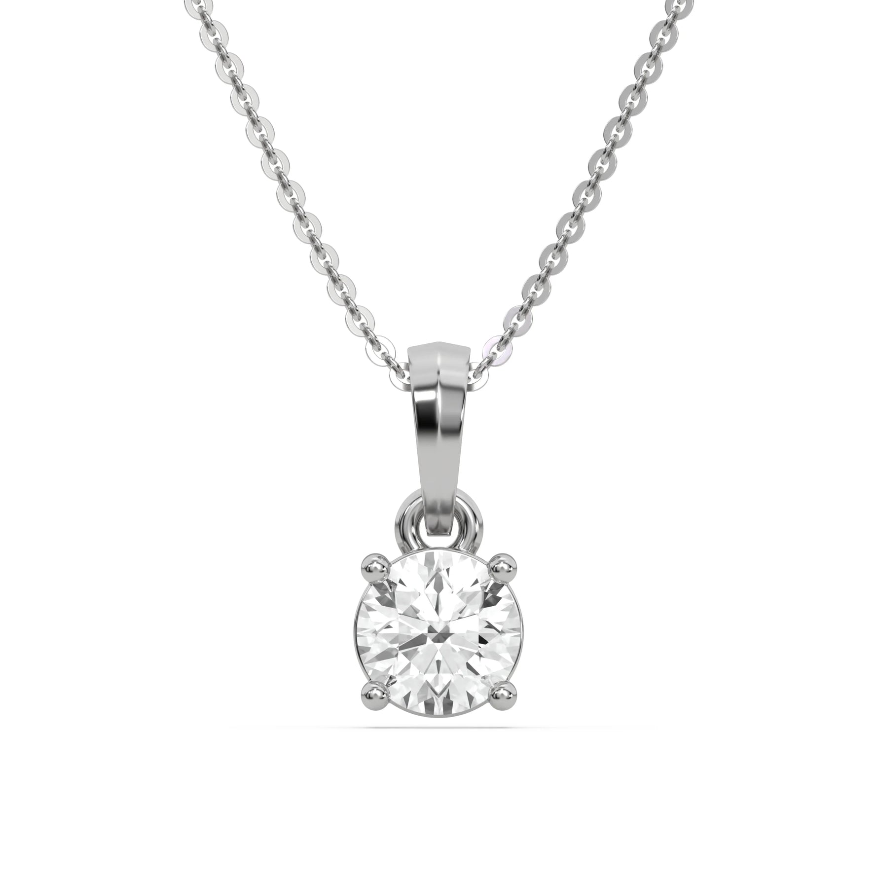 18K White Gold 3 CT Round Cut Diamond Solitaire Necklace
