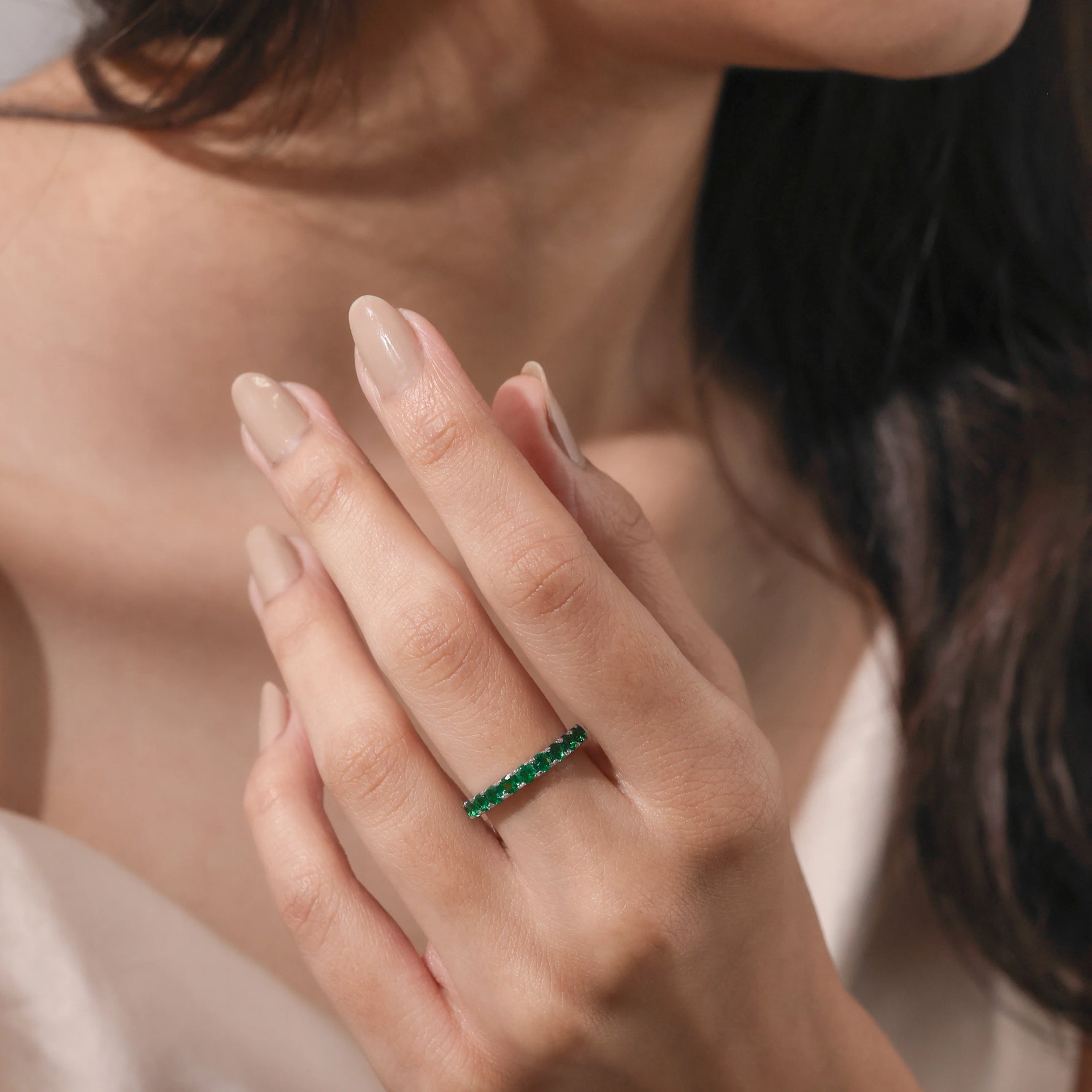 Round Cut Emerald Eternity Ring 