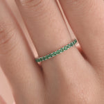 Round Cut Emerald Gemstone Eternity Ring 