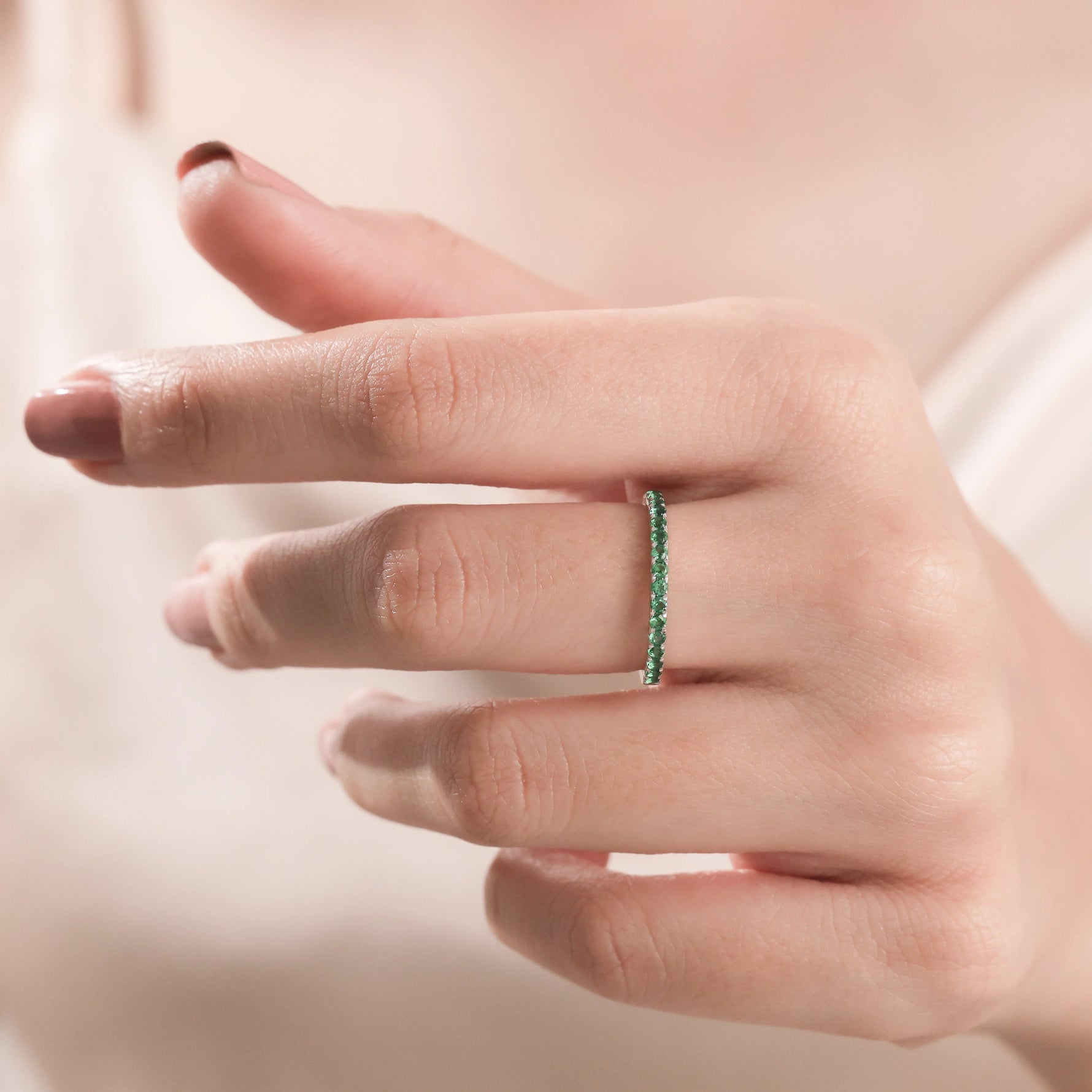 Round Cut Gemstone Full Eternity Ring  