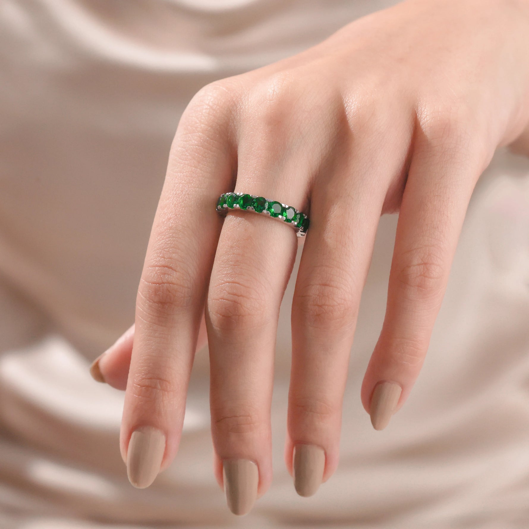 Round Cut Gemstone Full Eternity Ring 