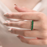 Round Cut Emerald Gemstone Full Ring 