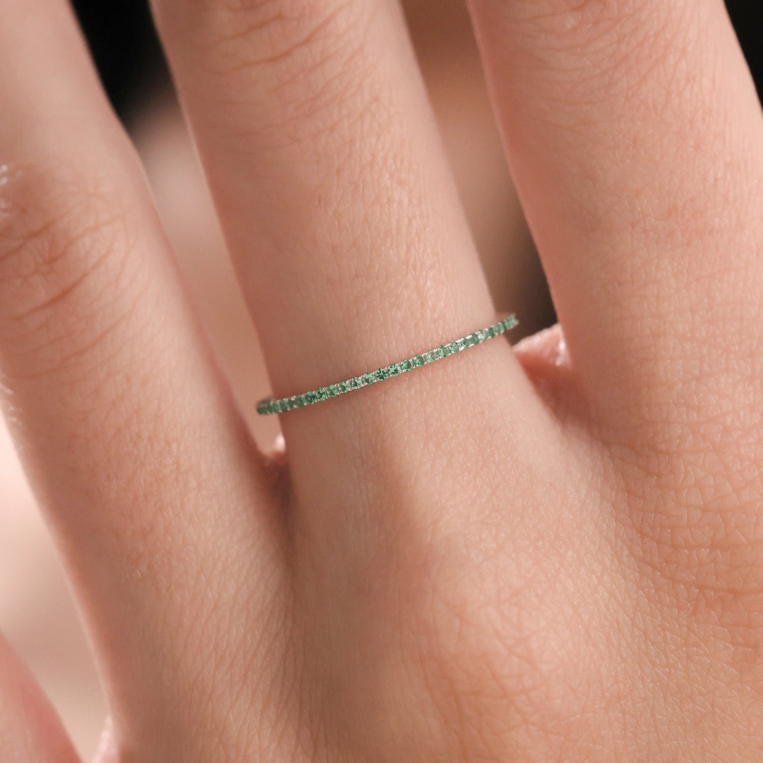 Round Cut Emerald Eternity Ring 