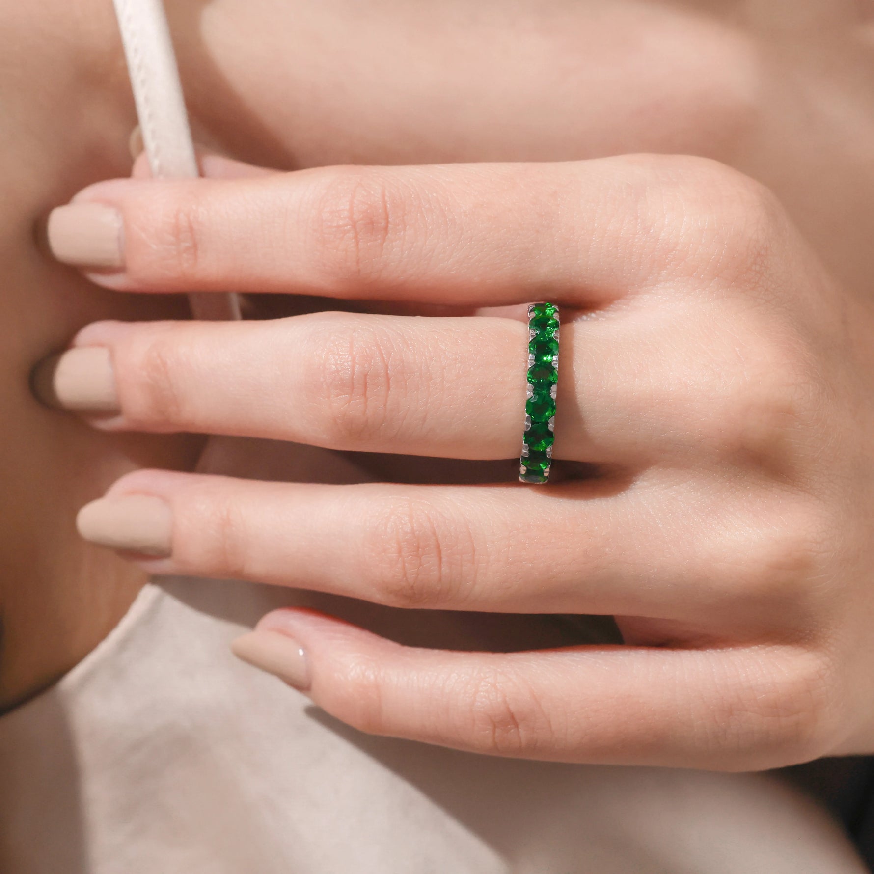 Emerald Gemstone Full Eternity Ring 
