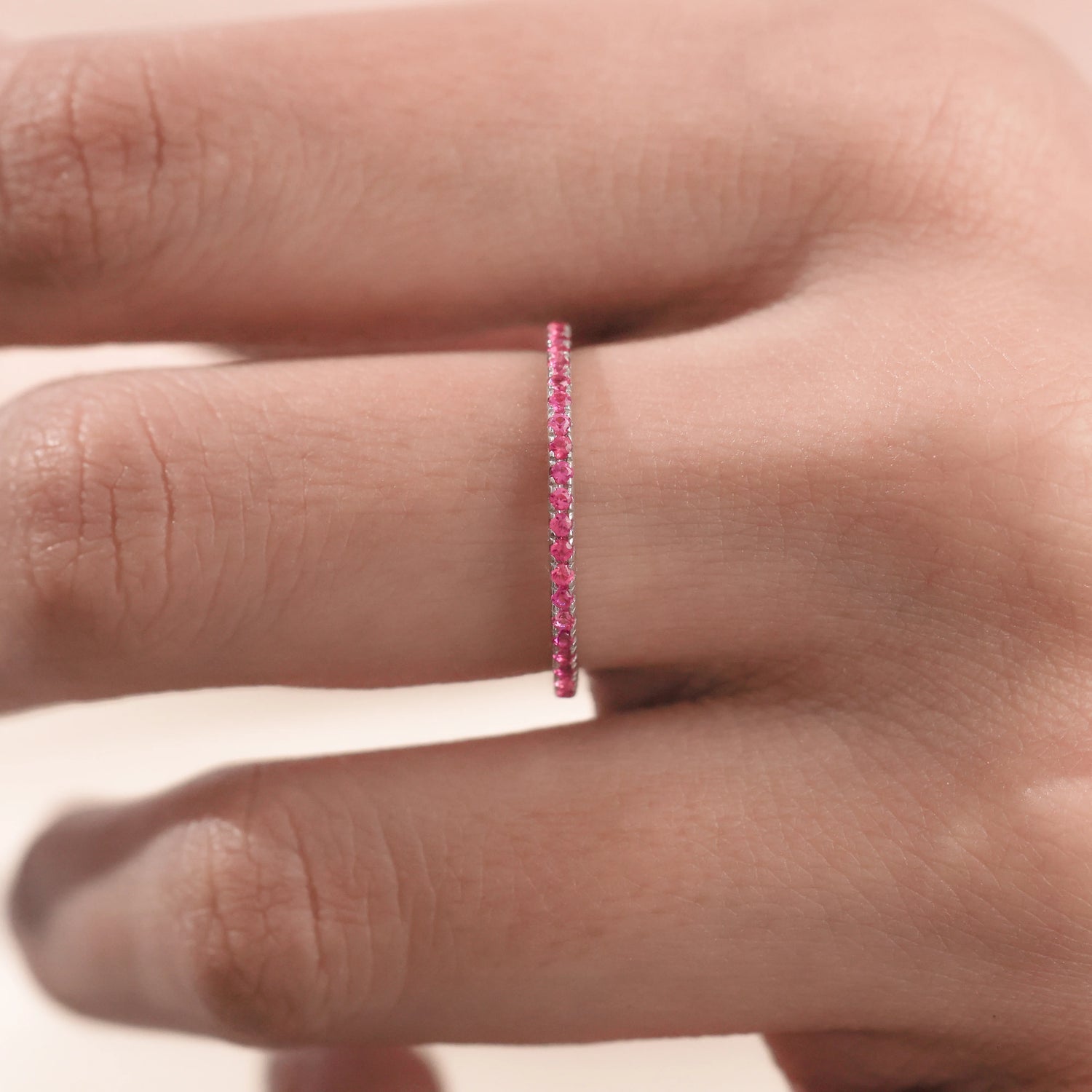 1 MM Round Natural Ruby Gemstone Eternity Ring