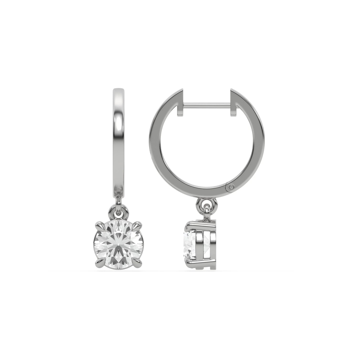 0.20 CT Men Lab Diamond Round Dangling Hoop Earrings