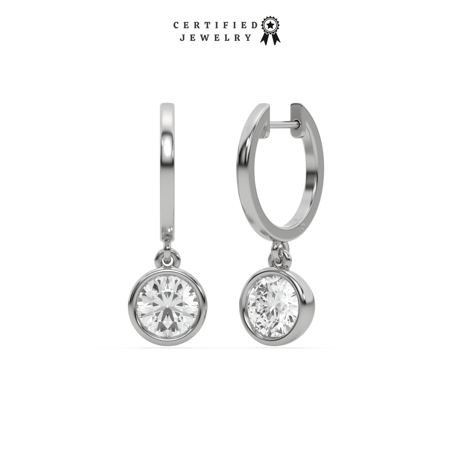 0.20 CT Men Natural Diamond Round Dangling Hoop Earrings