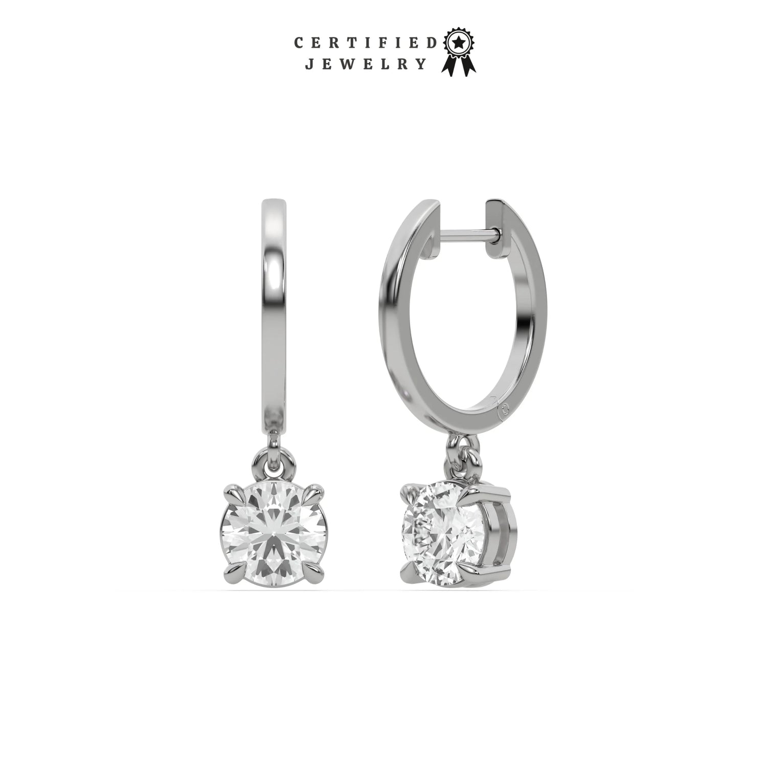 0.20 CT Natural Diamond Round Dangling Hoop Earrings