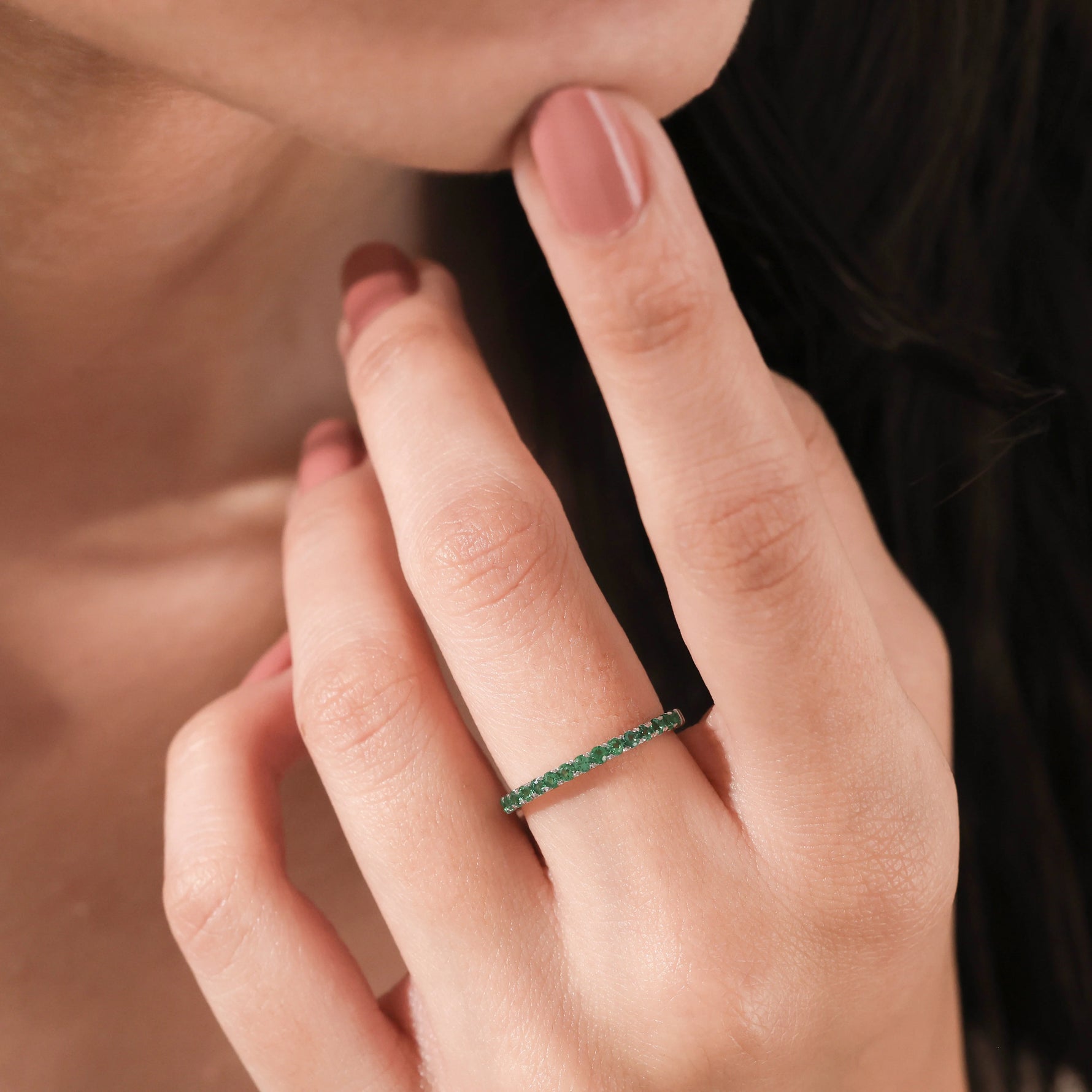 Round Cut Full Emerald Eternity Ring 