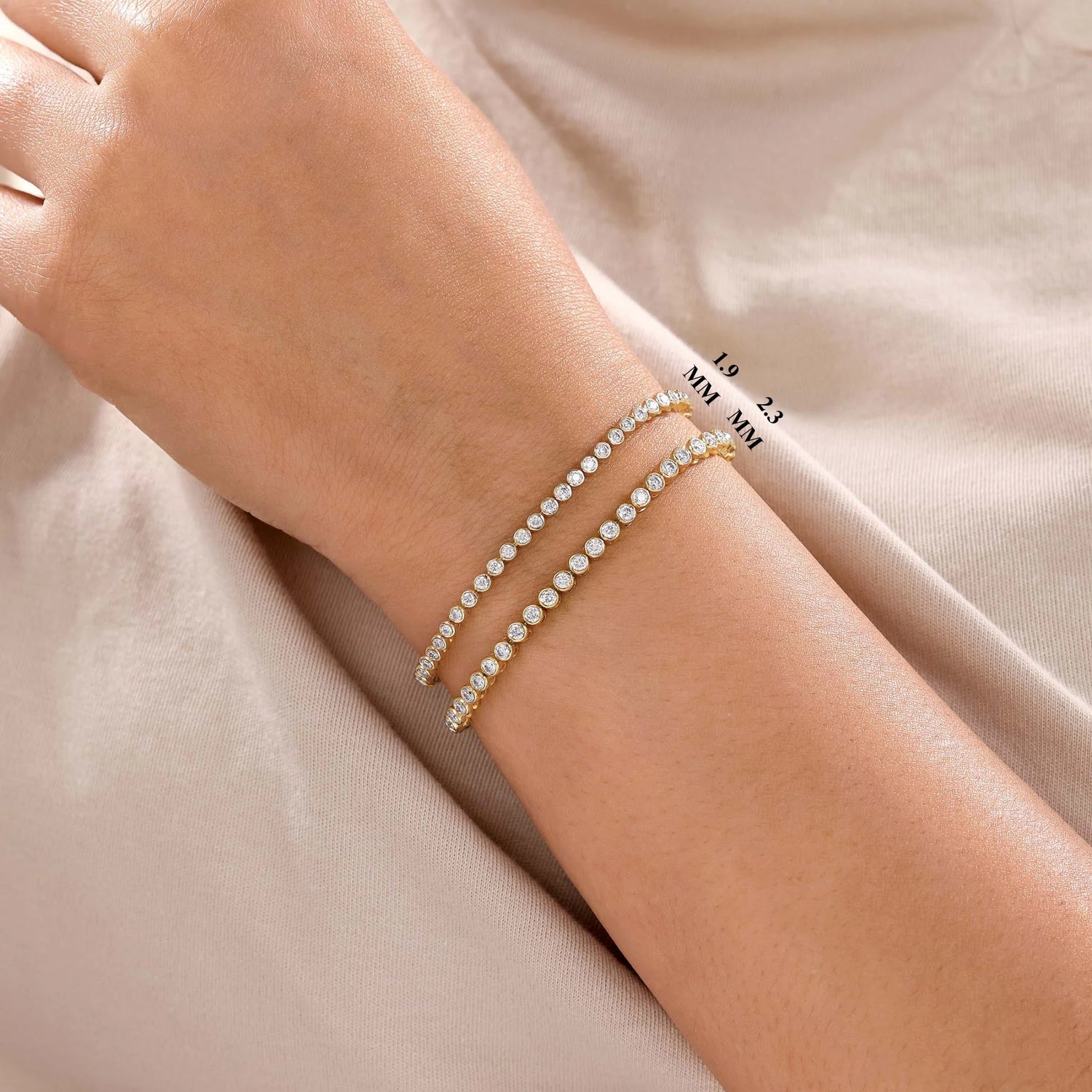 Lab Diamond Round Bezel Set Tennis Bracelet