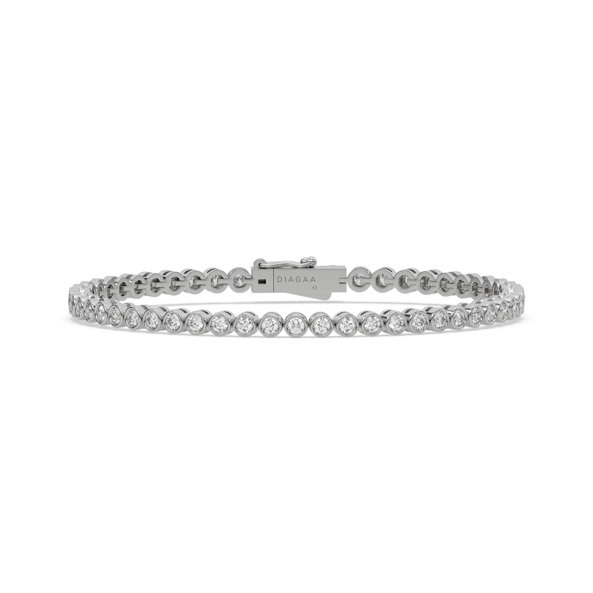 14K White Gold Round Diamond Bracelet 