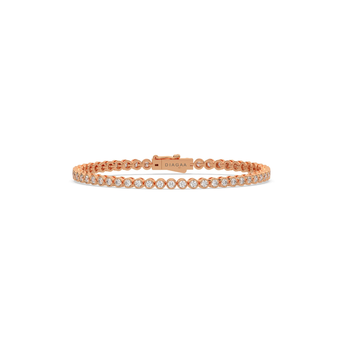 14K Rose Gold Round Diamond  Tennis Bracelet 