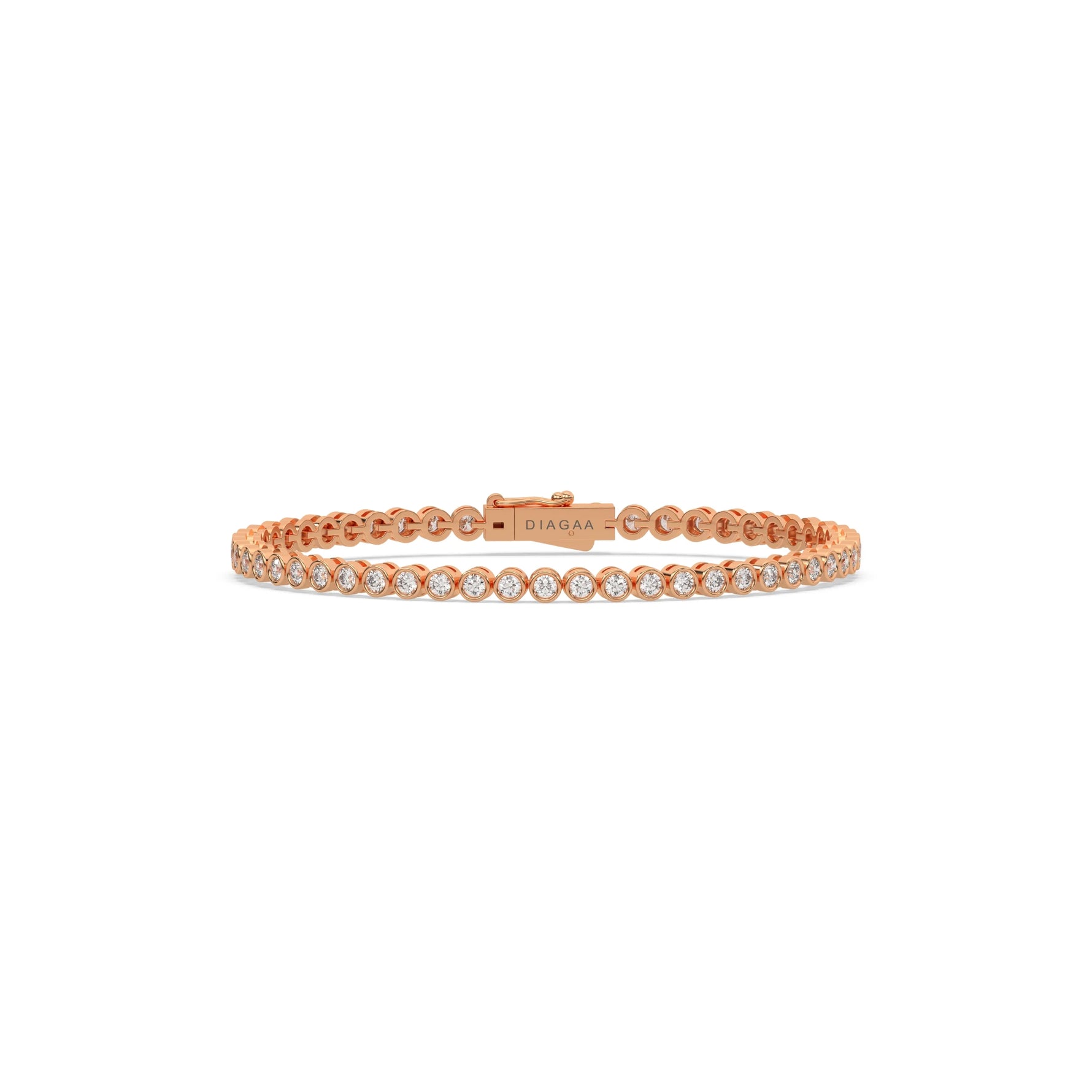 14K Rose Gold Round Diamond  Tennis Bracelet 