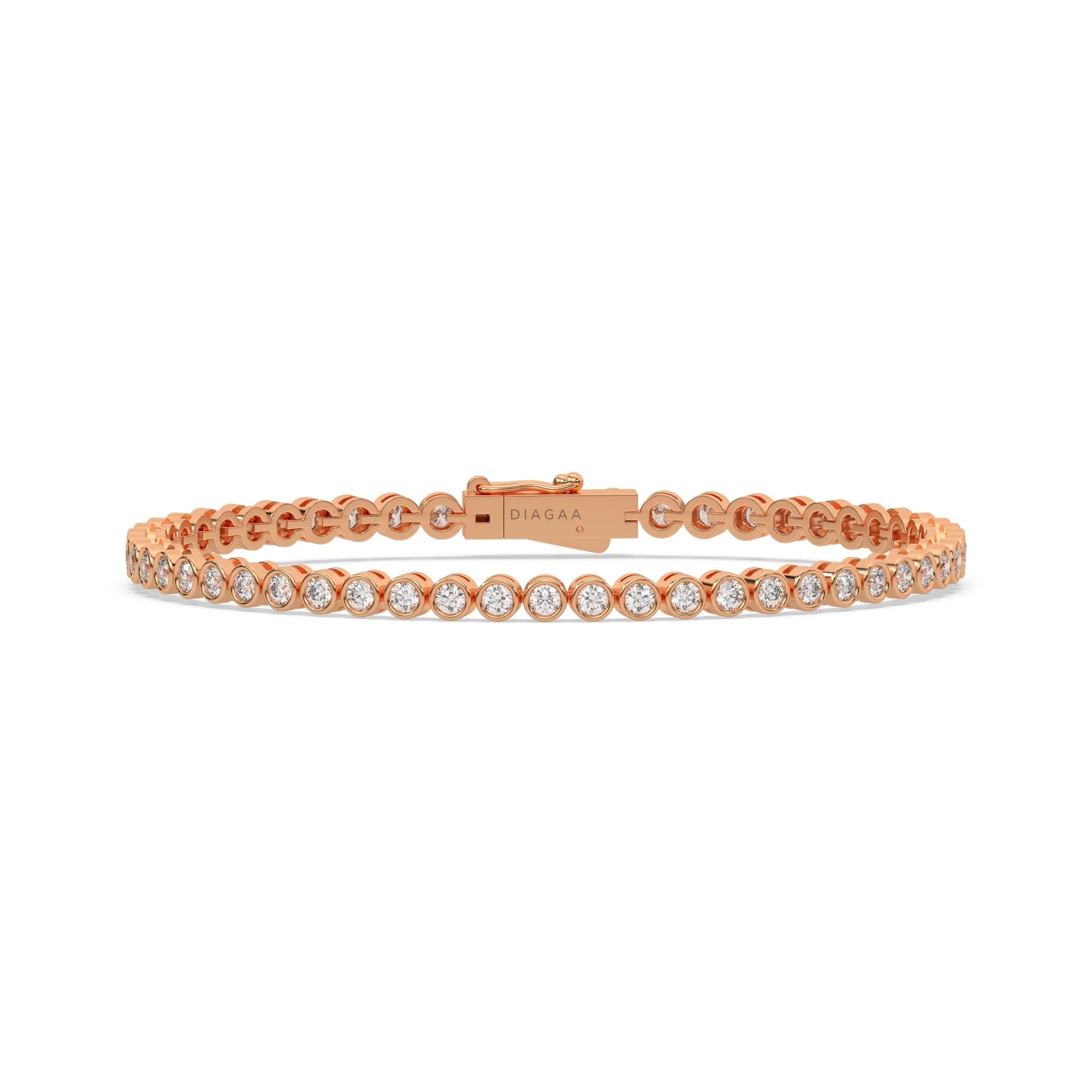 14K Rose Gold Round Diamond Bracelet 