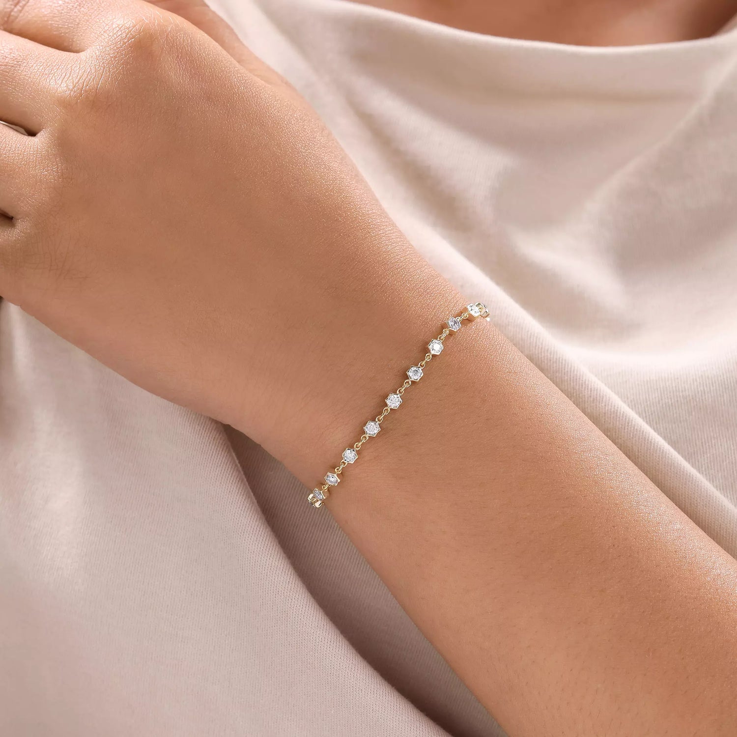 1.70 CT Round Lab Diamond Link Bracelet