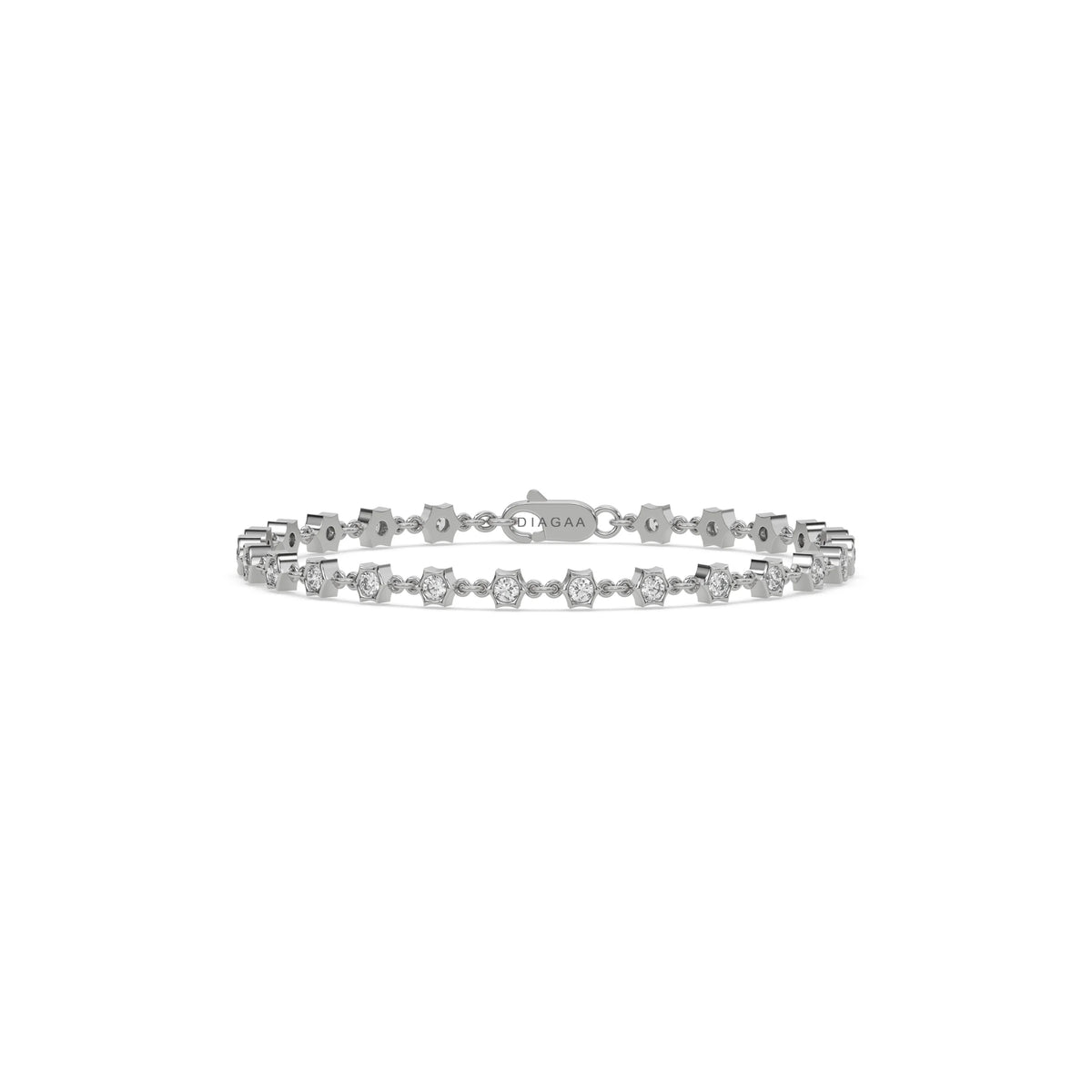 18K White Gold Round Diamond Chain Bracelet