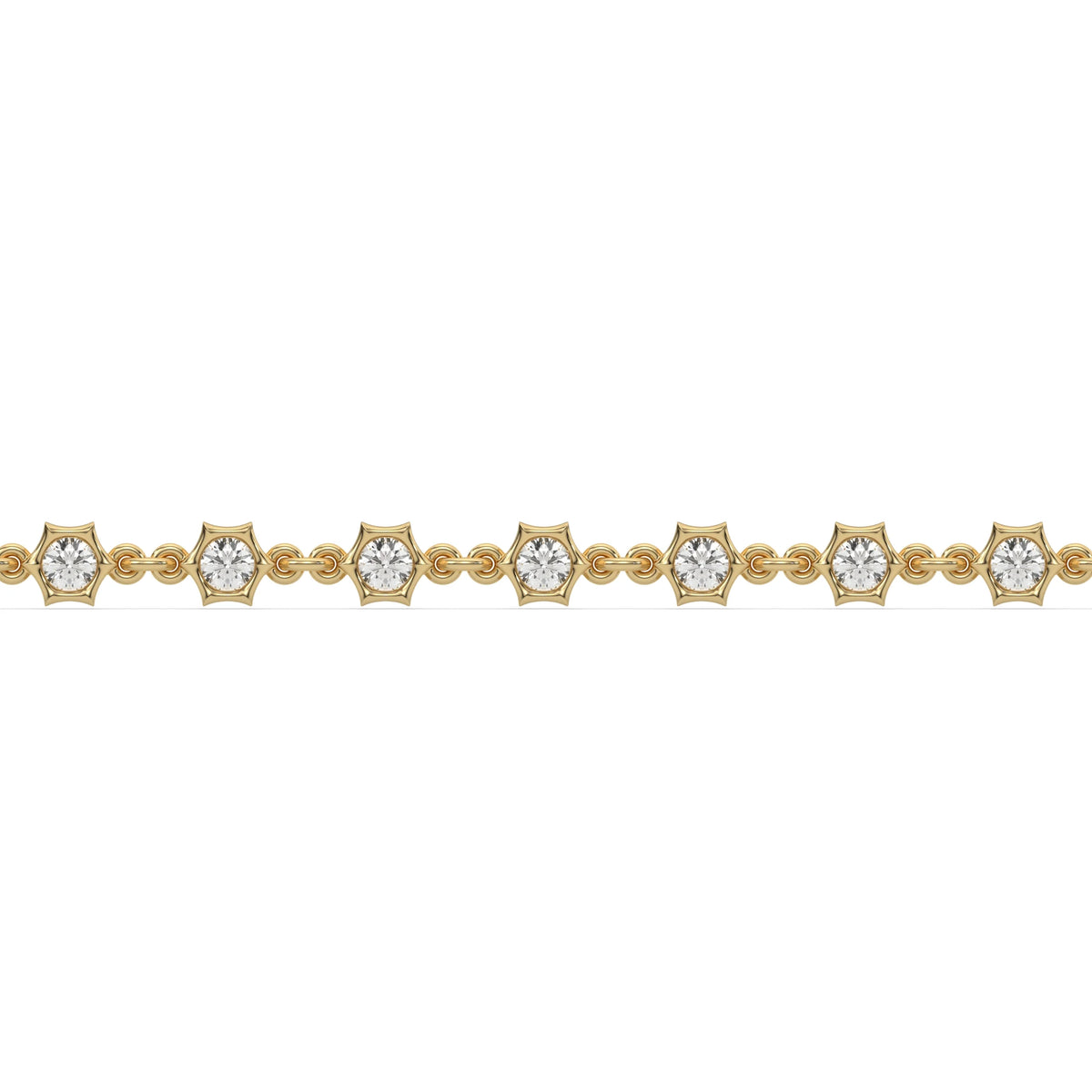14K Yellow Gold Round Diamond Chain Bracelet