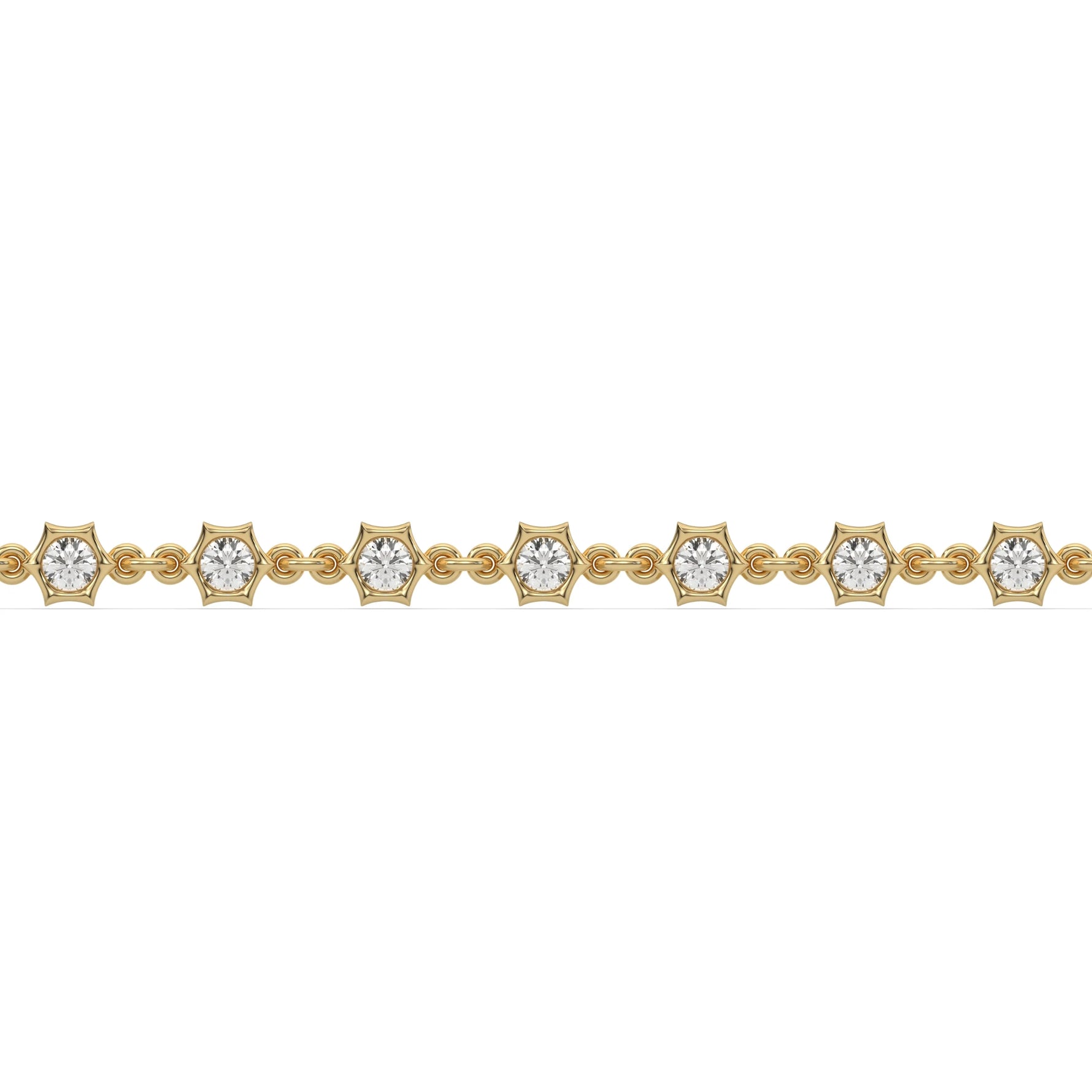 14K Yellow Gold Round Diamond Chain Bracelet