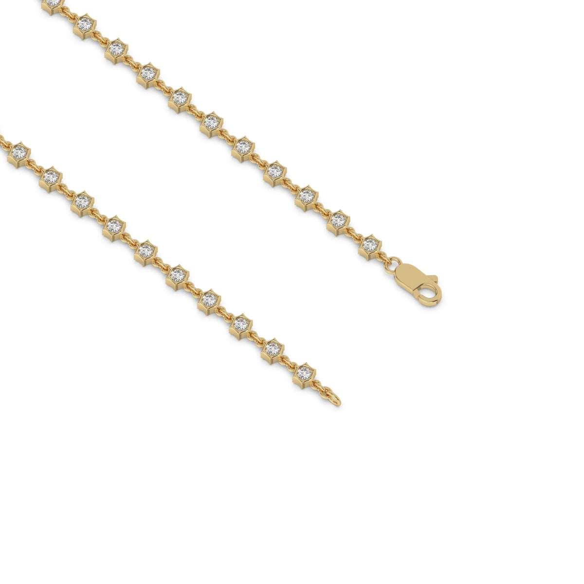 10K Yellow Gold Round Diamond Chain Bracelet