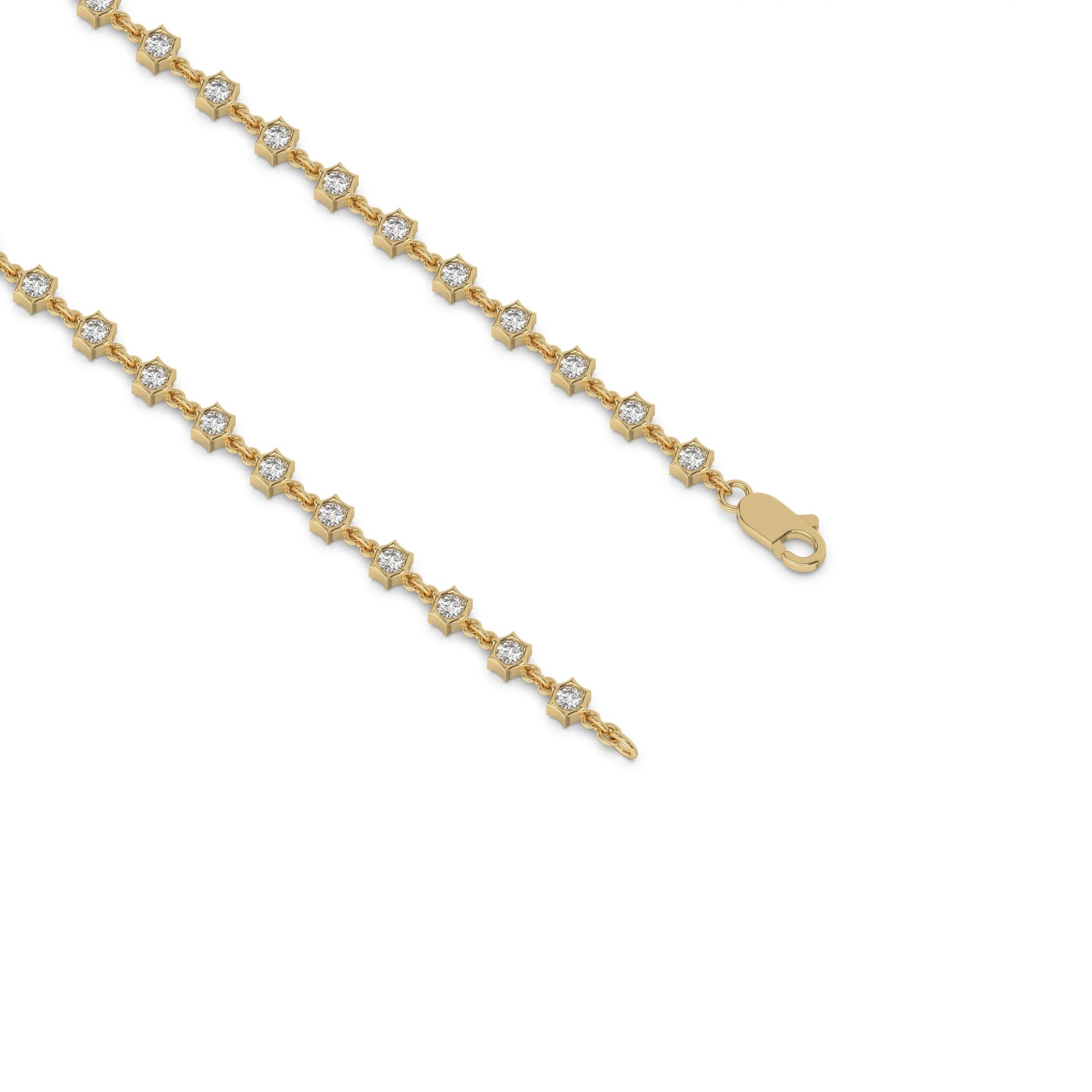 10K Yellow Gold Round Diamond Chain Bracelet