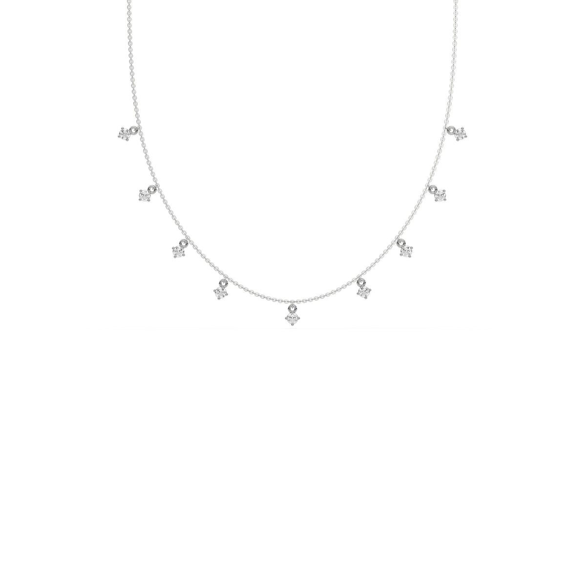 0.90 CT Natural Nine Round Cut Diamond Dangle Necklace