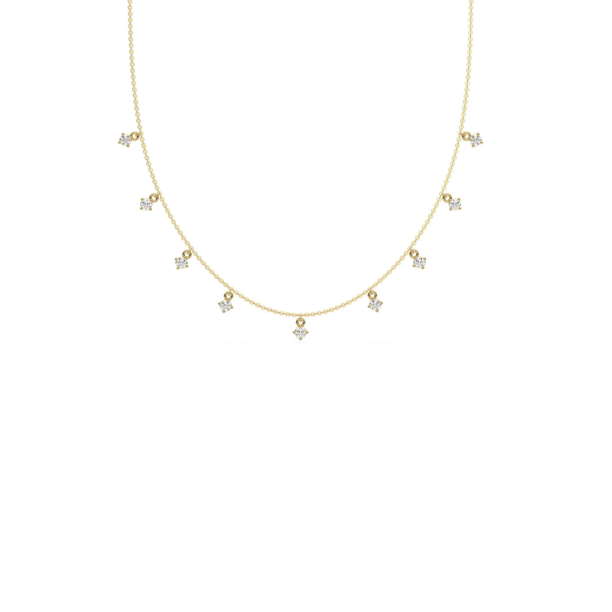 0.90 CT Nine Round Lab Grown Diamond Dangling Necklace