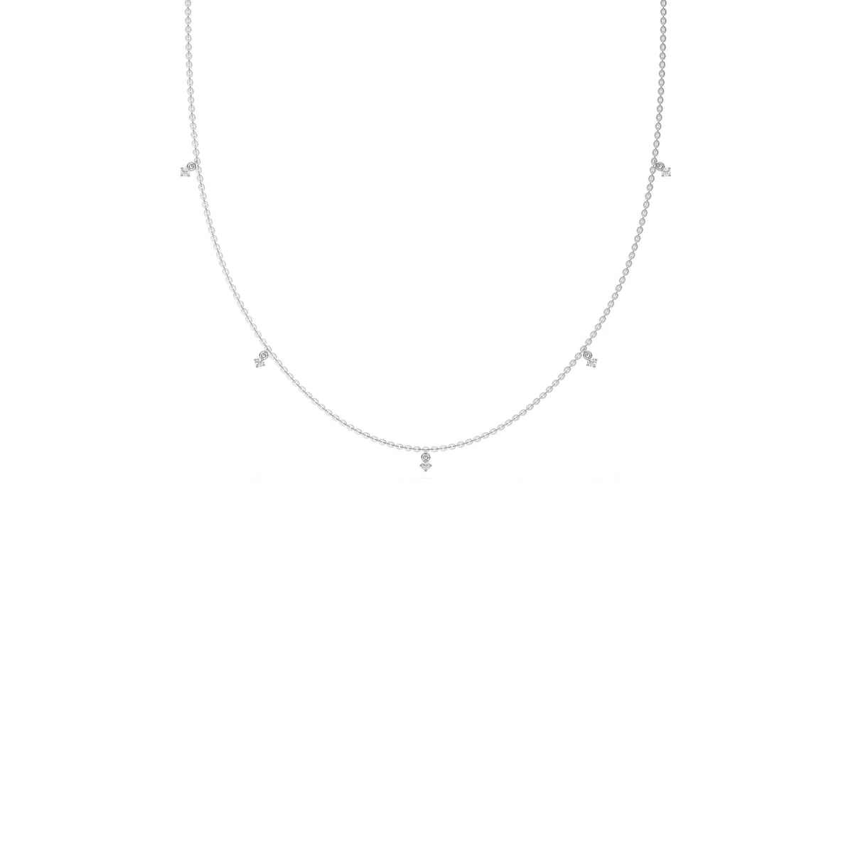 0.10 CT Five Round Cut Natural Dangling Diamond Necklace