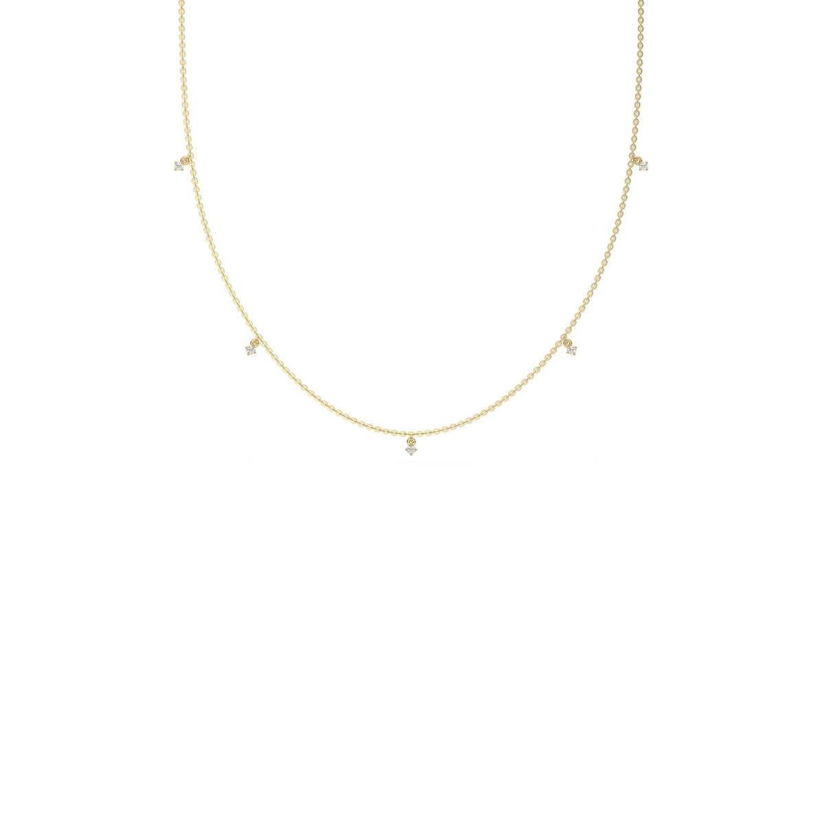 0.10 CT Five Round Lab Grown Dangling Diamond Necklace