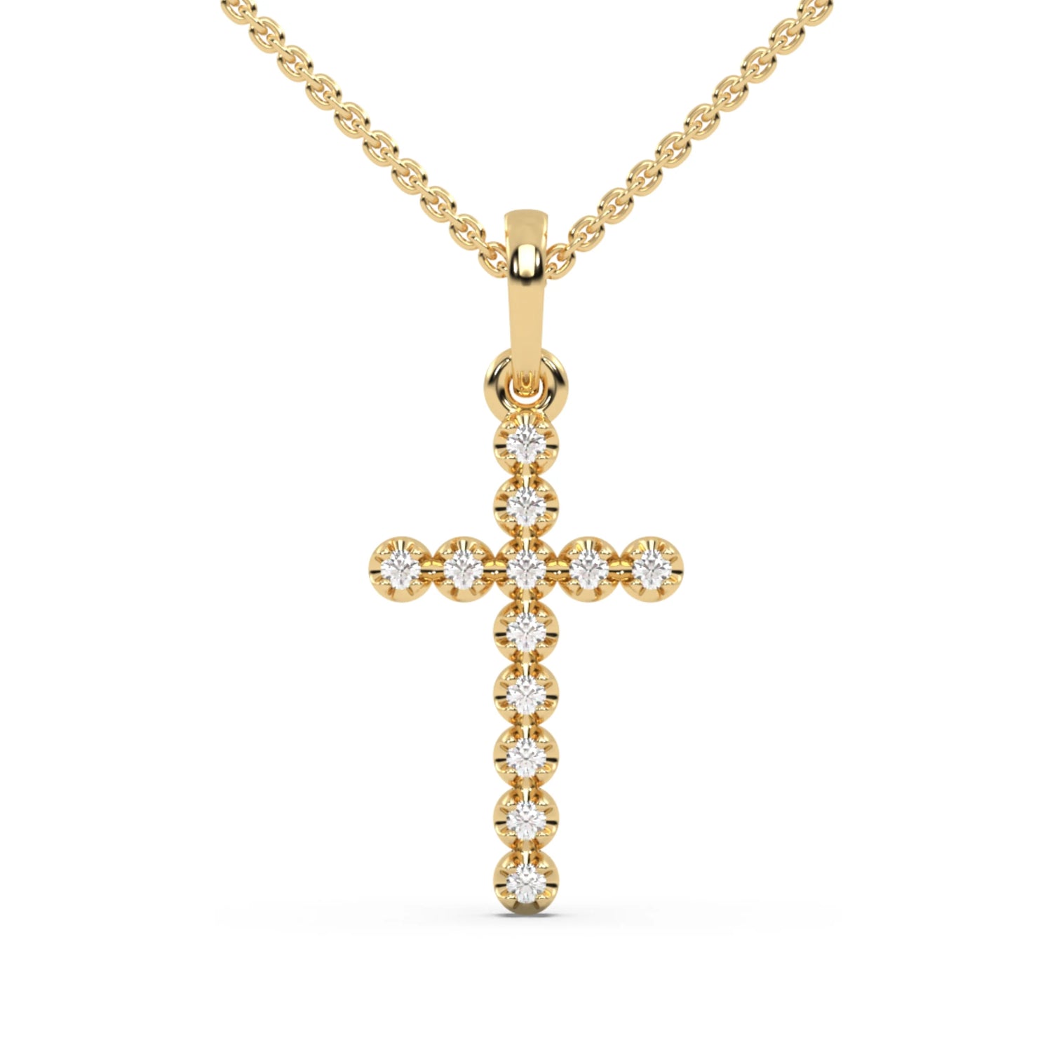 0.10 CT Men Lab Diamond Round Cross Necklace