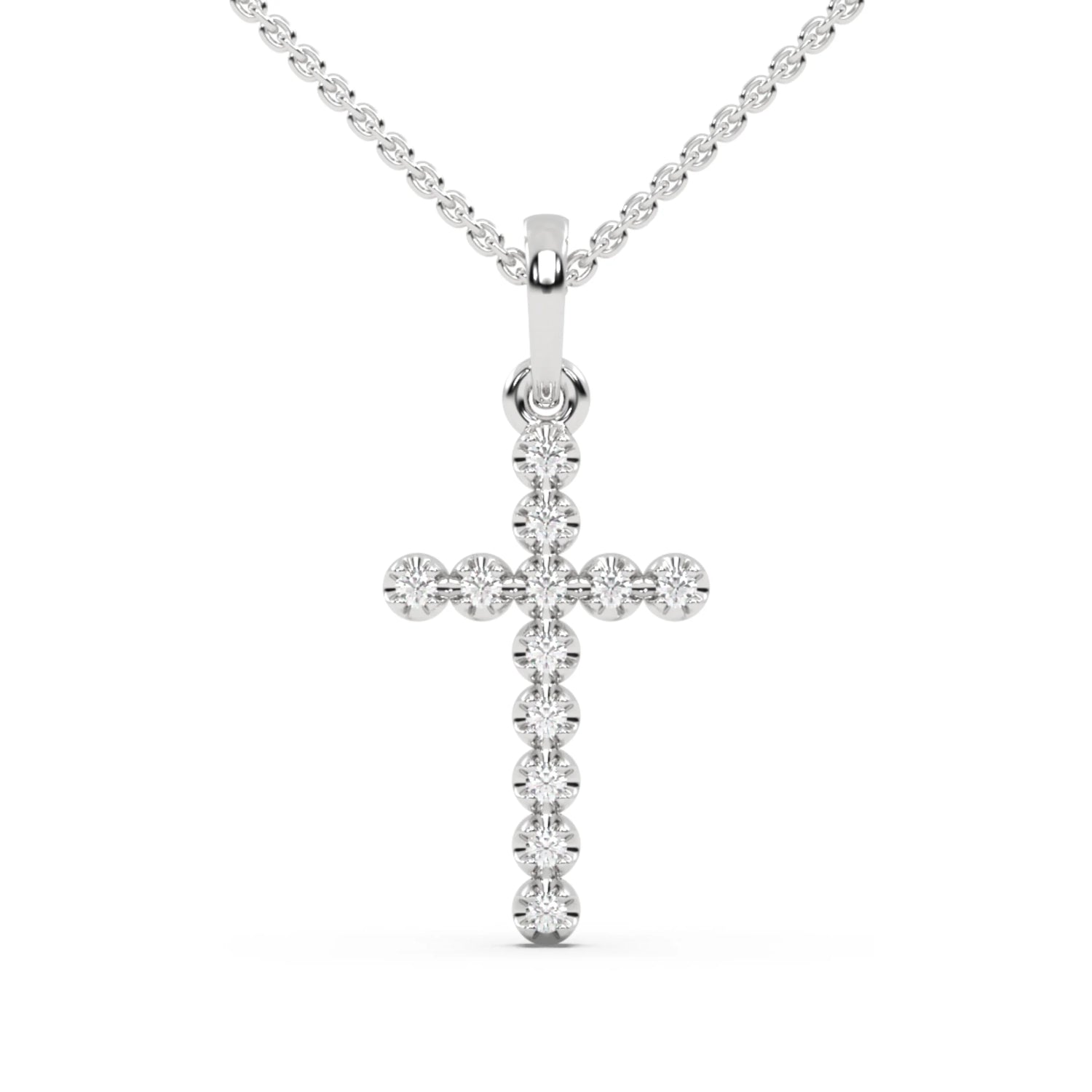 0.10 CT Men Natural Diamond Round Cross Necklace