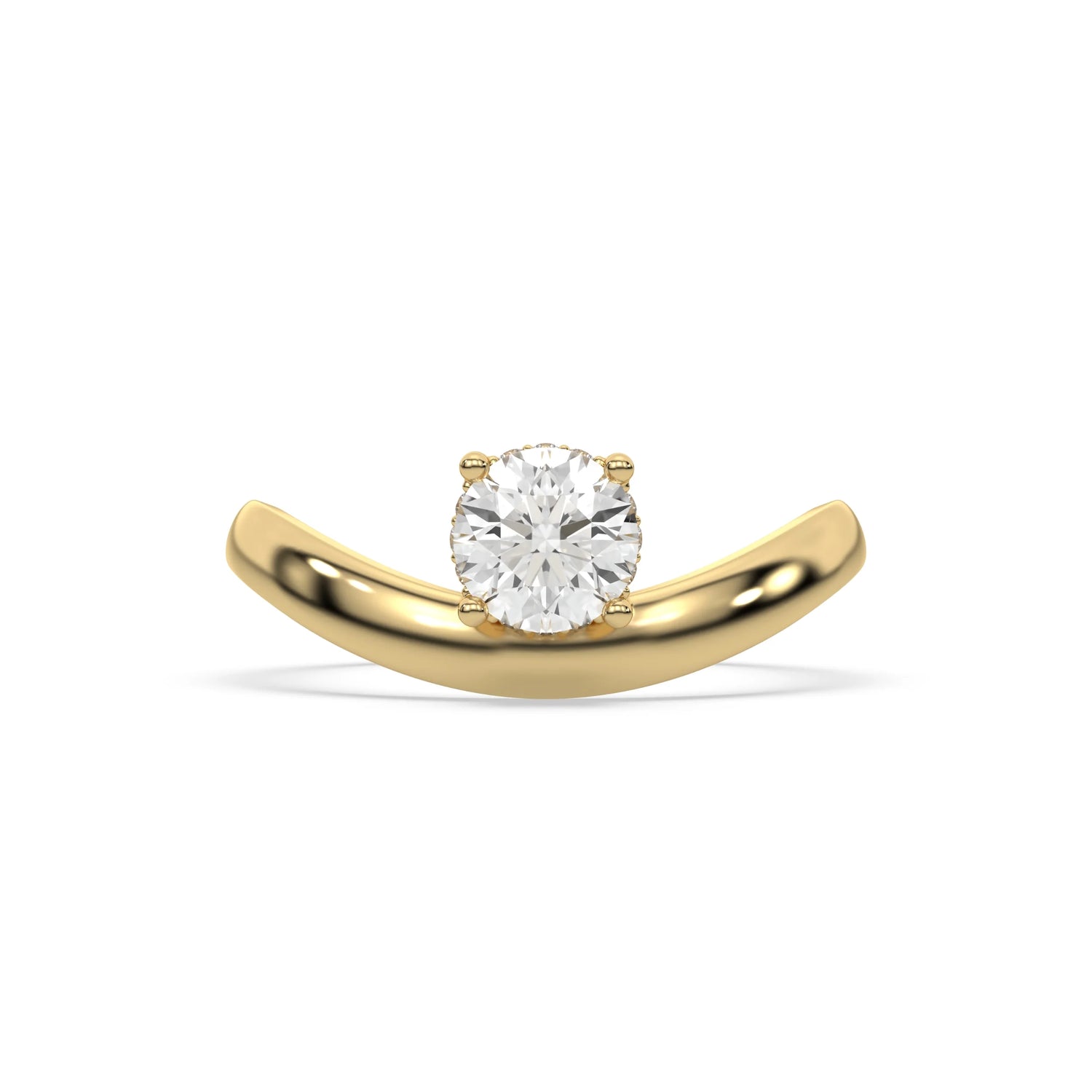 Curved Round Lab Diamond Solitaire Ring
