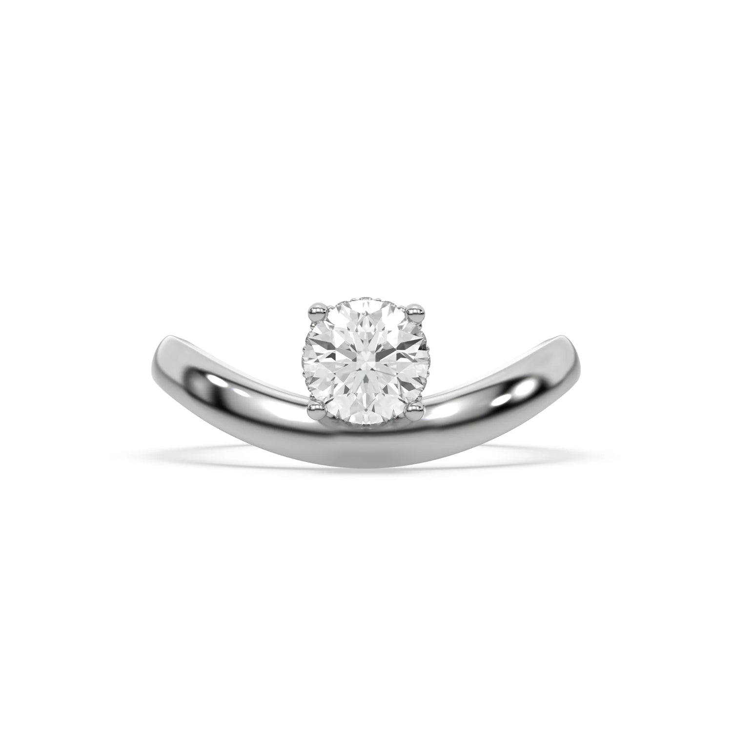 Curved Round Lab Diamond Solitaire Ring