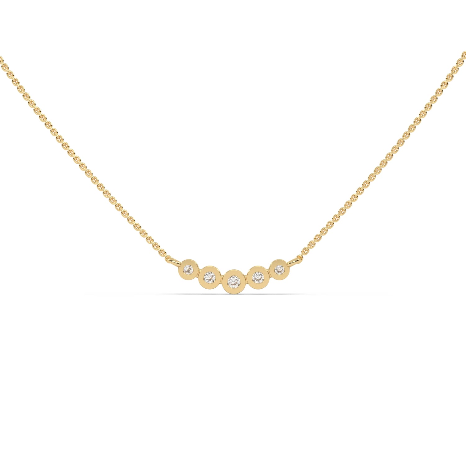 18K Yellow Gold Round Diamond Necklace
