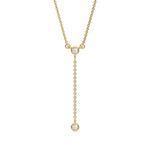 18K Yellow Gold Round Diamond Drop Necklace