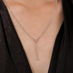 14K White Gold Round Diamond Drop Chain Necklace
