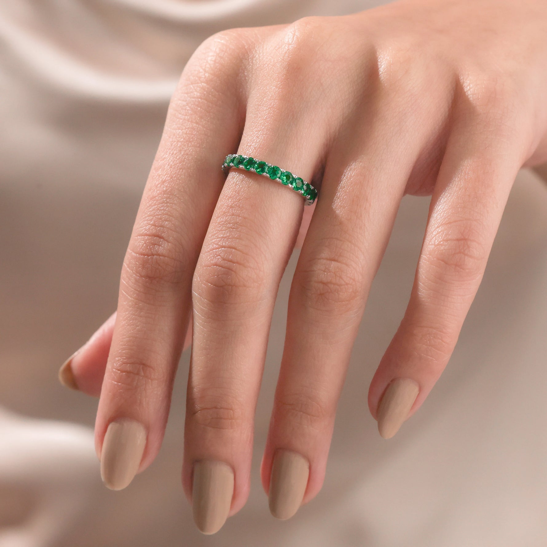 Full Emerald Gemstone Eternity Ring 