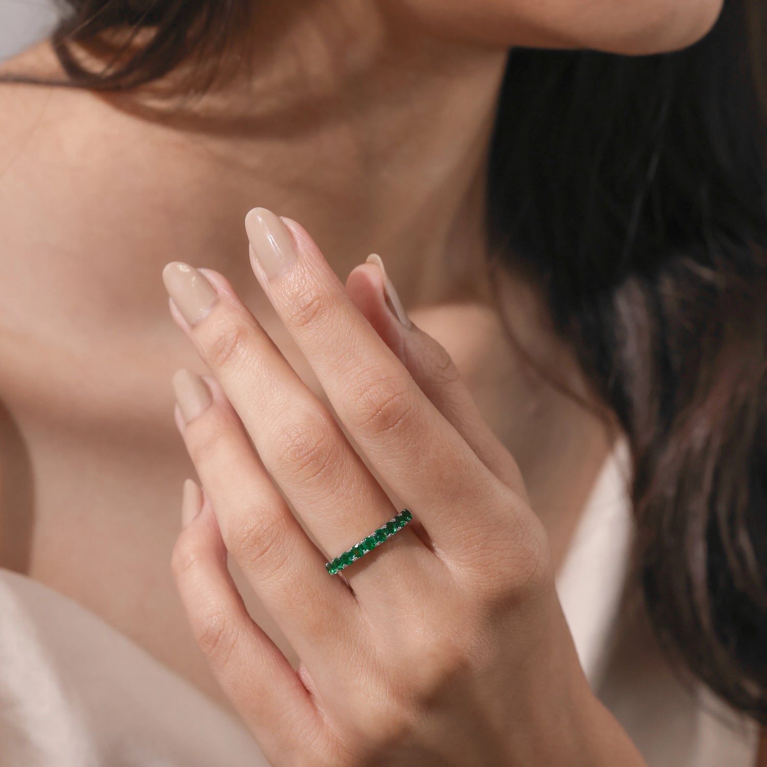 Round Cut Full Emerald Eternity Ring 