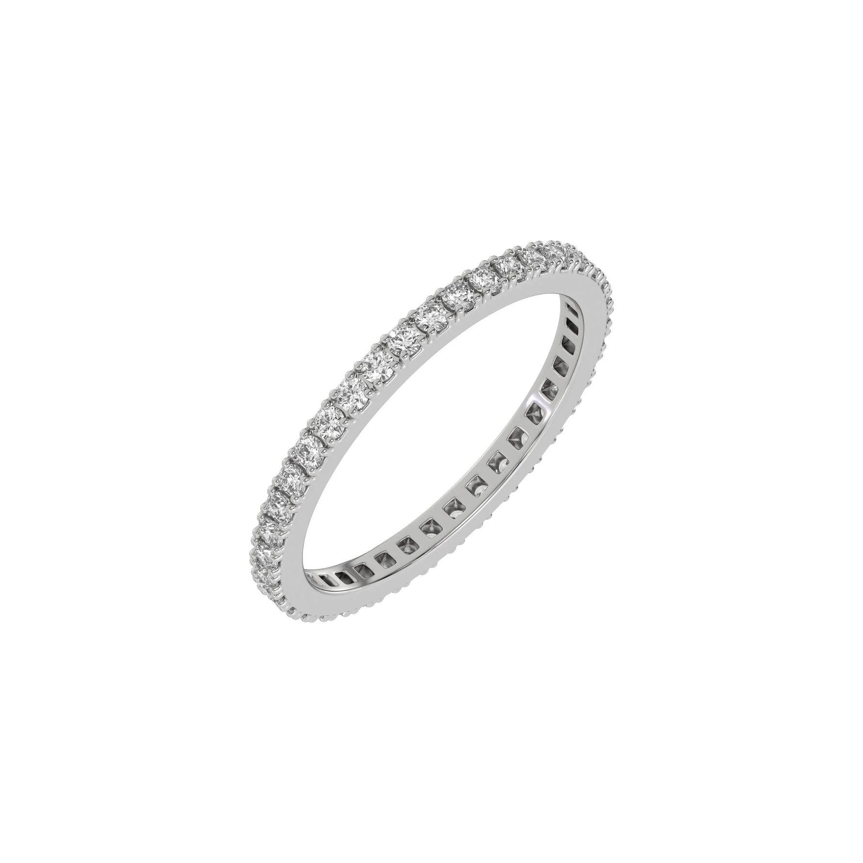 This white gold Full Eternity Diamond Band made with brilliant cut round diamonds and set in a beautiful pave setting in 3d view