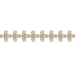 14K Yellow Gold  Round Diamond Flower Bracelet 