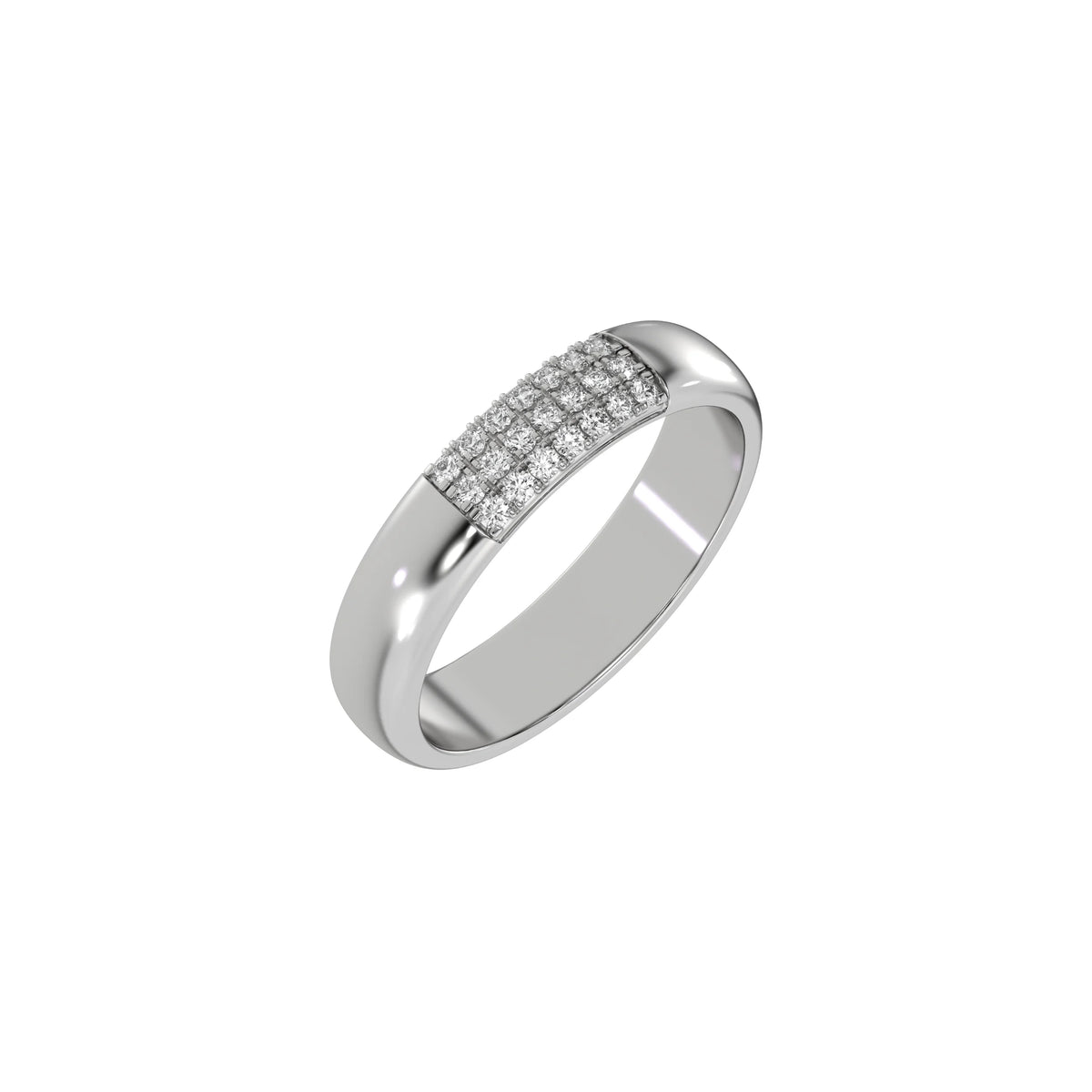 This white gold Round Diamond Band handmade with round brilliant-cut diamond and set in a micro pave setting in 3D view