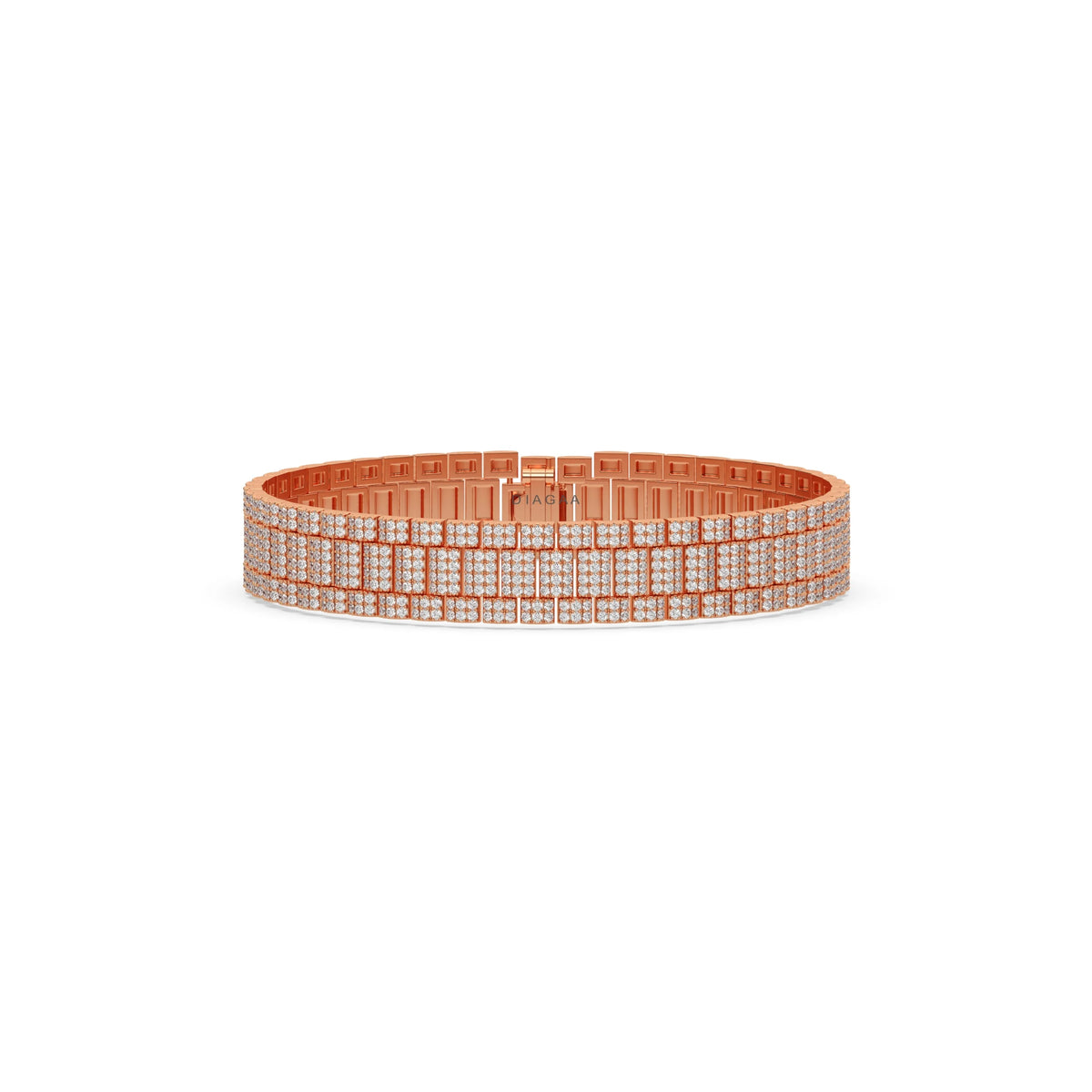 18K Rose  Gold Cuban Rolex Diamond Tennis Bracelet