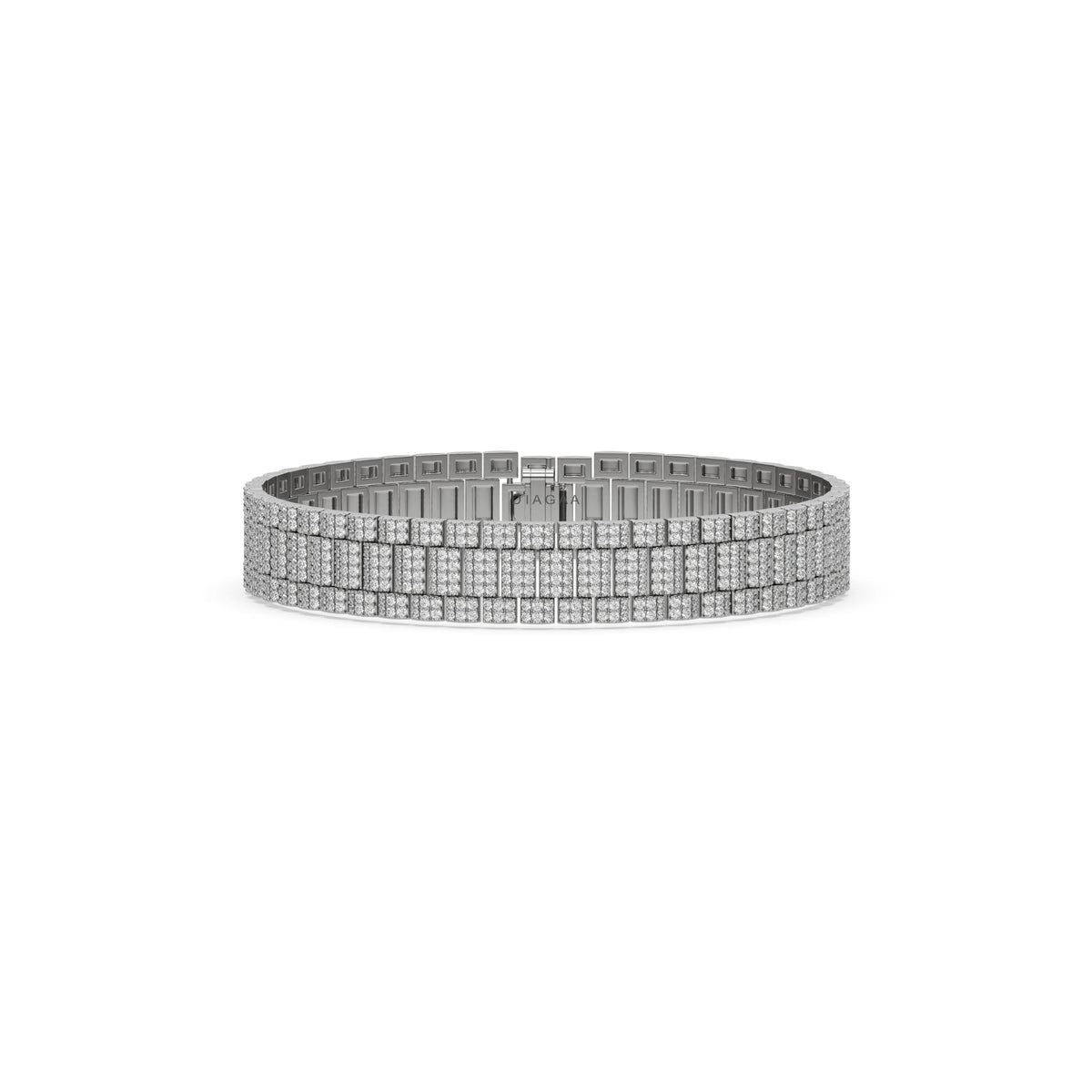 18K White Gold Cuban Diamond Tennis Bracelet