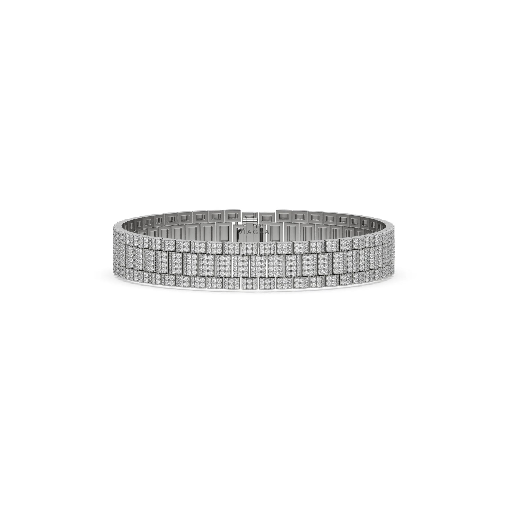 18K White Gold Cuban Diamond Tennis Bracelet