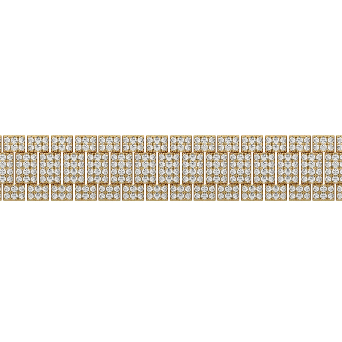 14K Yellow Gold Cuban Rolex Diamond Tennis Bracelet