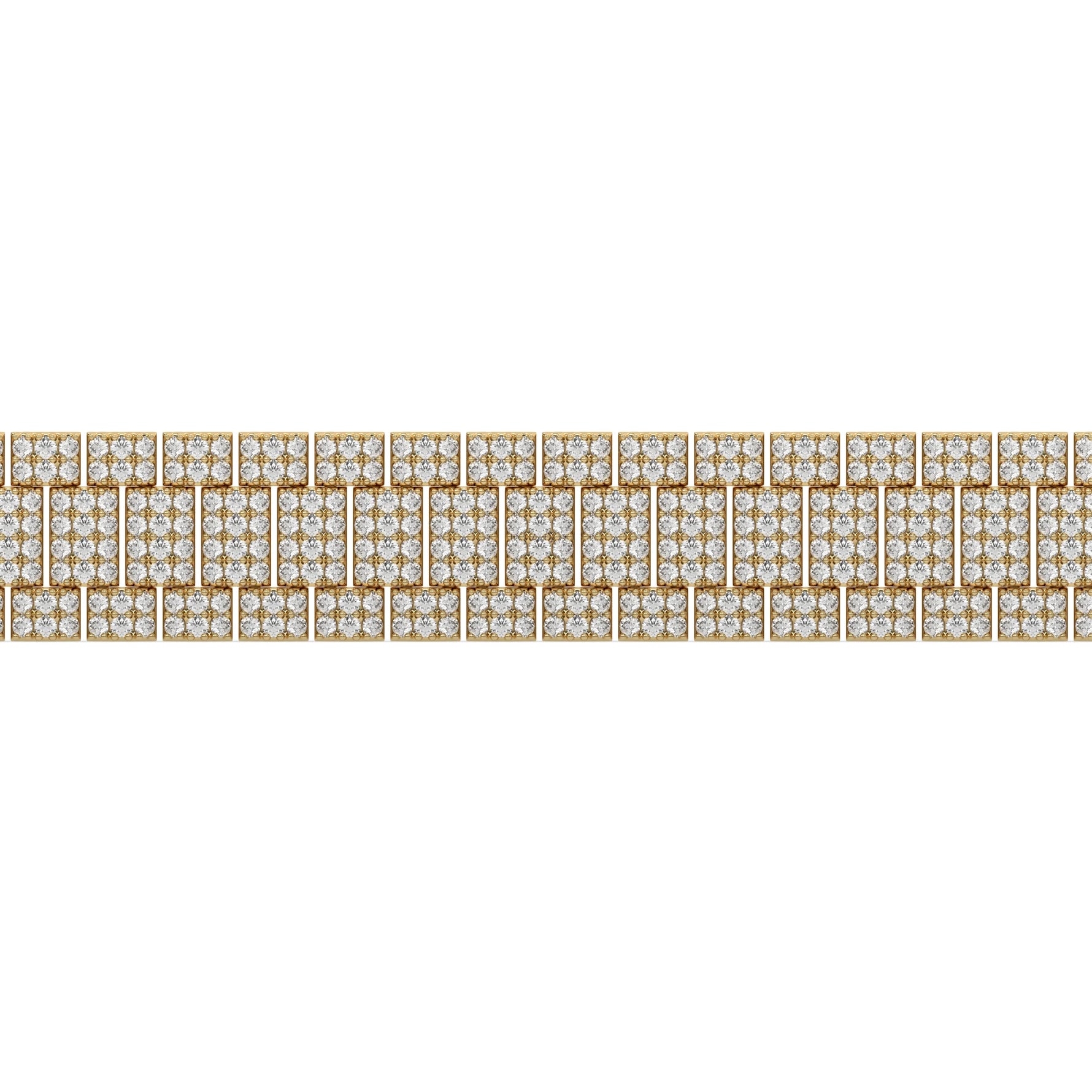 14K Yellow Gold Cuban Rolex Diamond Tennis Bracelet