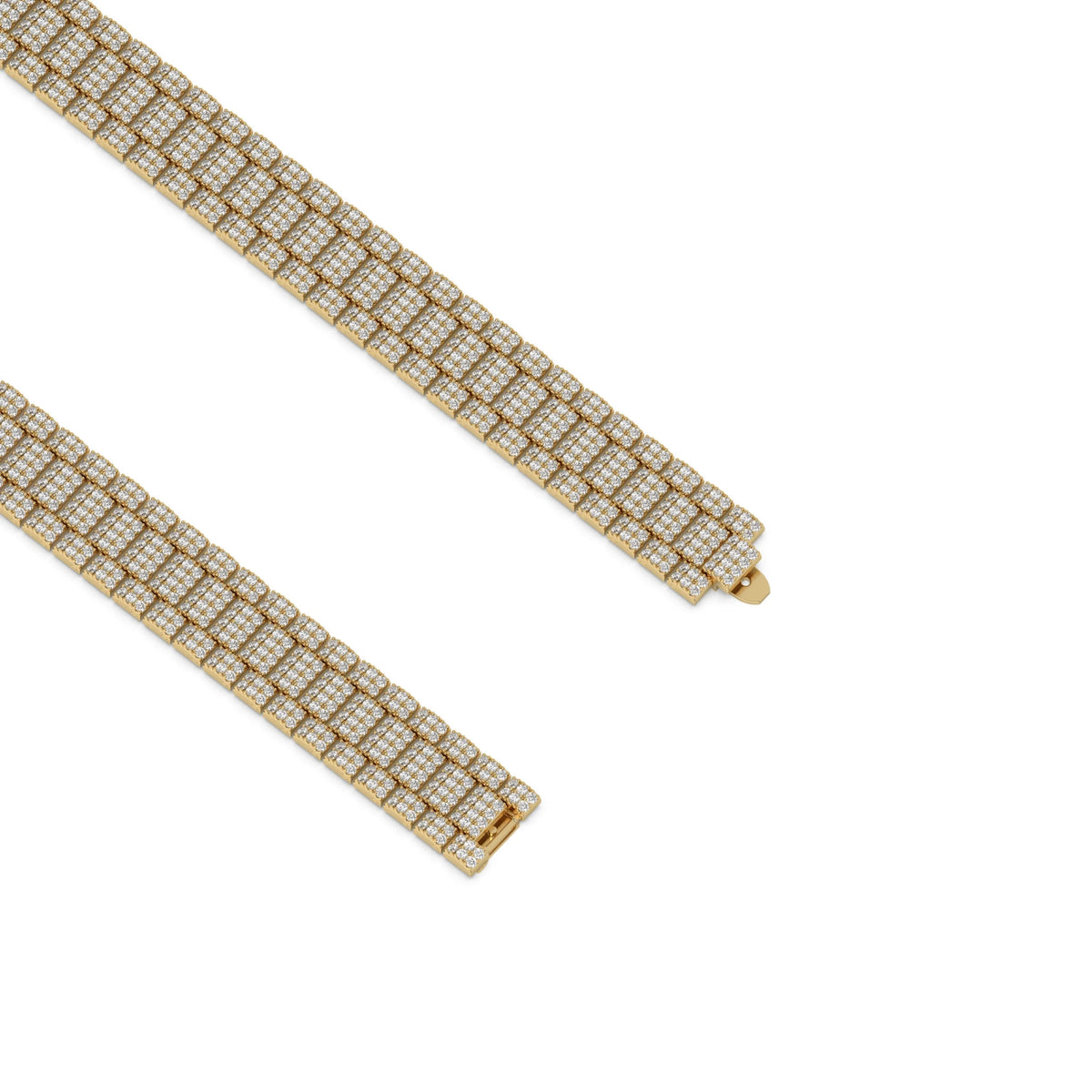 10K Yellow Gold Cuban Rolex Diamond Tennis Bracelet
