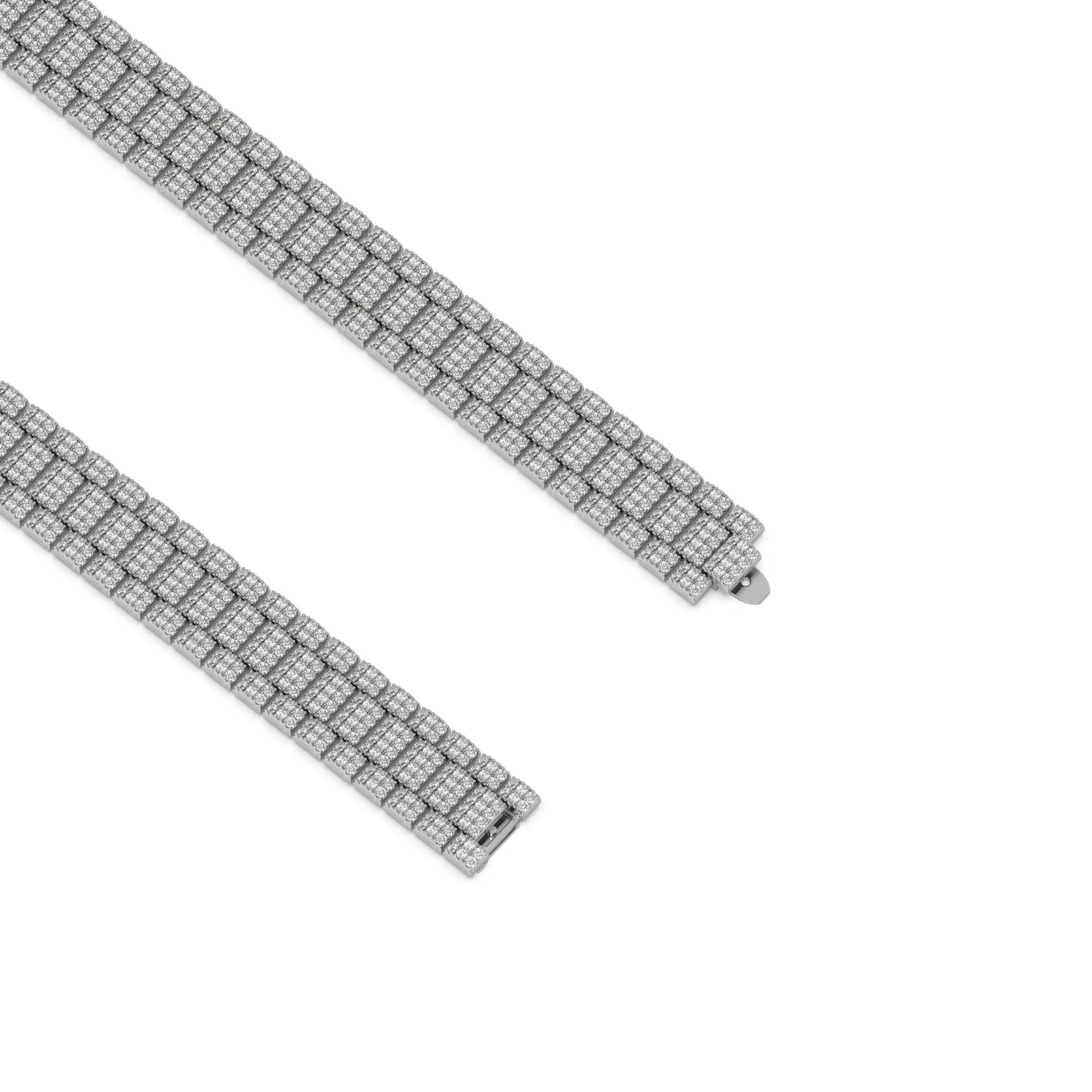 10K White Gold Cuban Rolex Diamond Tennis Bracelet