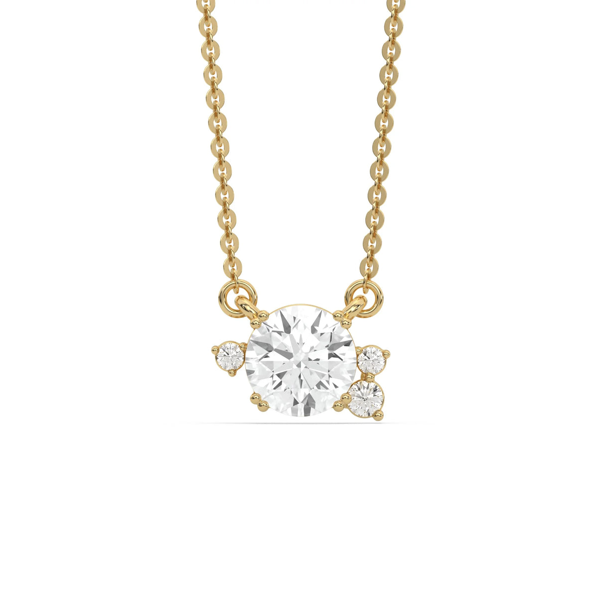 18K Yellow Gold Round Diamond Sparkle Pendant