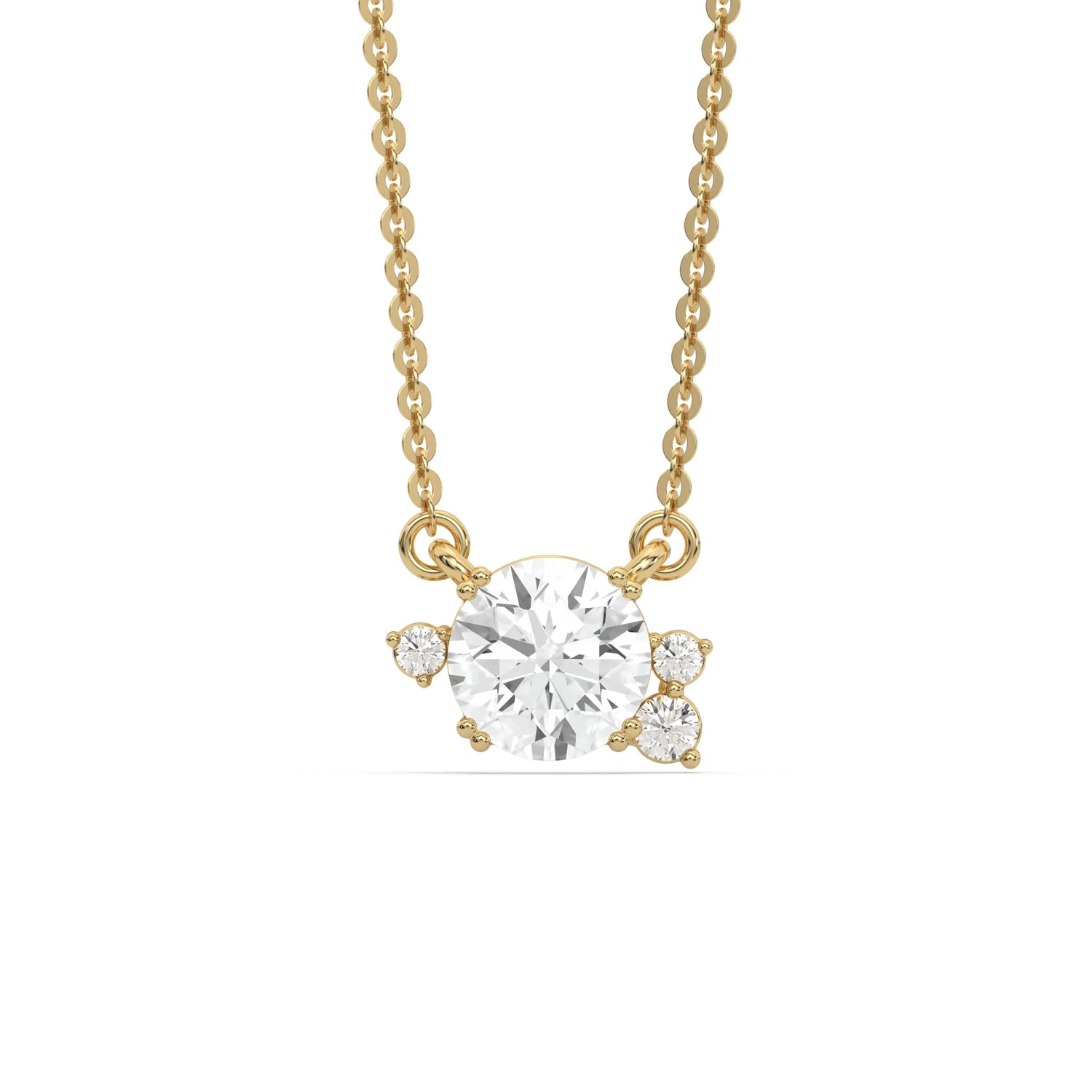 18K Yellow Gold Round Diamond Sparkle Pendant