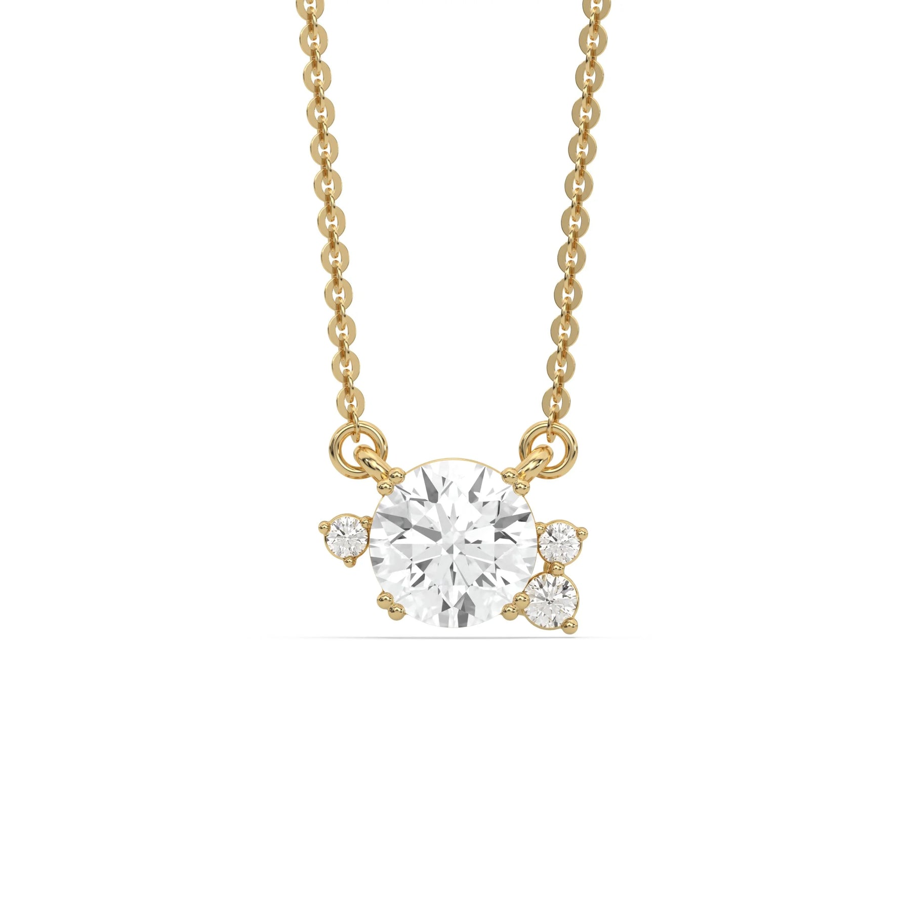 18K Yellow Gold Round Diamond Sparkle Pendant